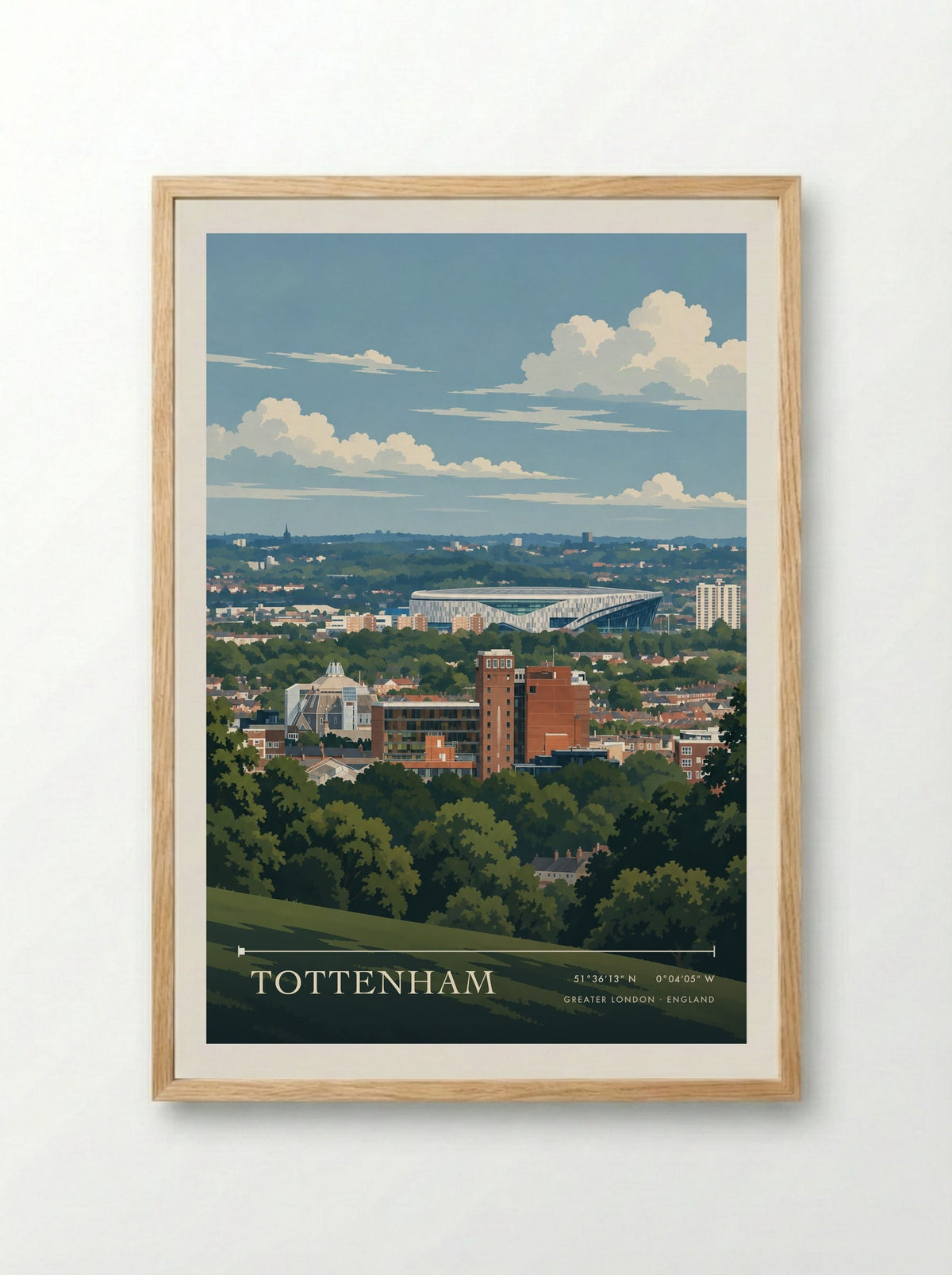 Tottenham, Greater London | Travel Poster - Framed Print Wood