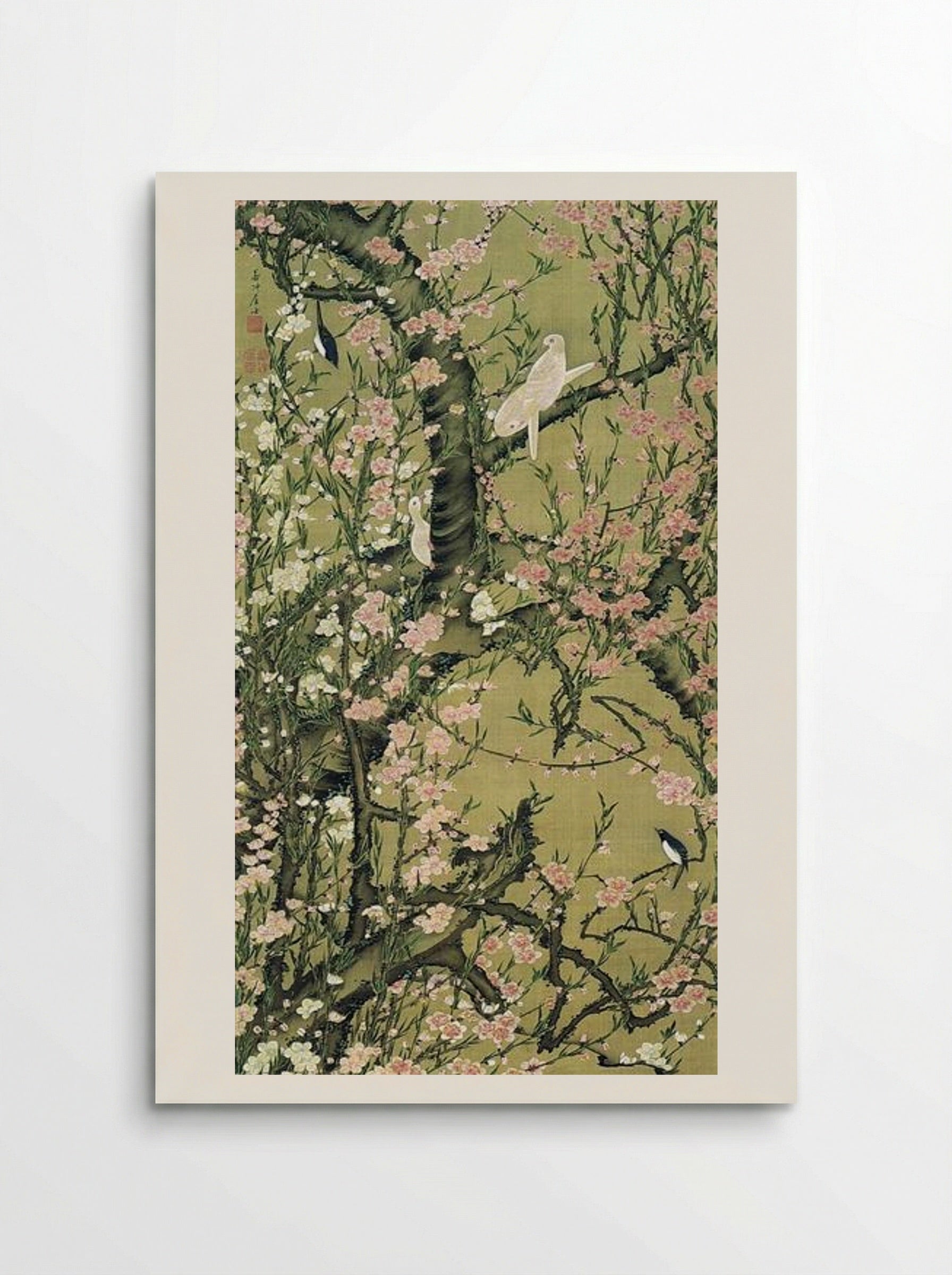 Touka shoukinzu (Peach Blossoms and Birds) - Itō Jakuchū - Poster