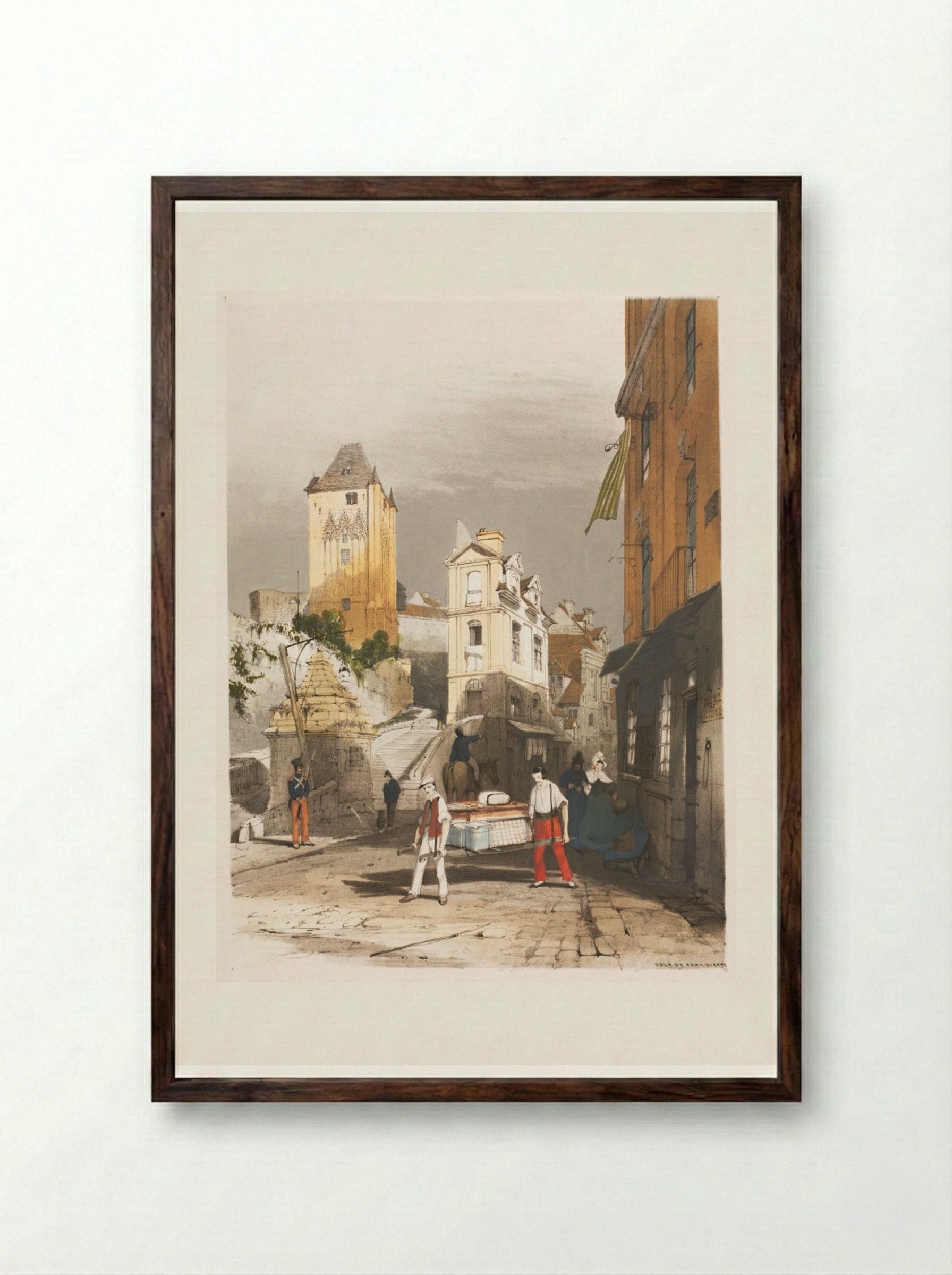 Tour de Remy, Dieppe - Thomas Shotter Boys - Framed Print Dark Wood