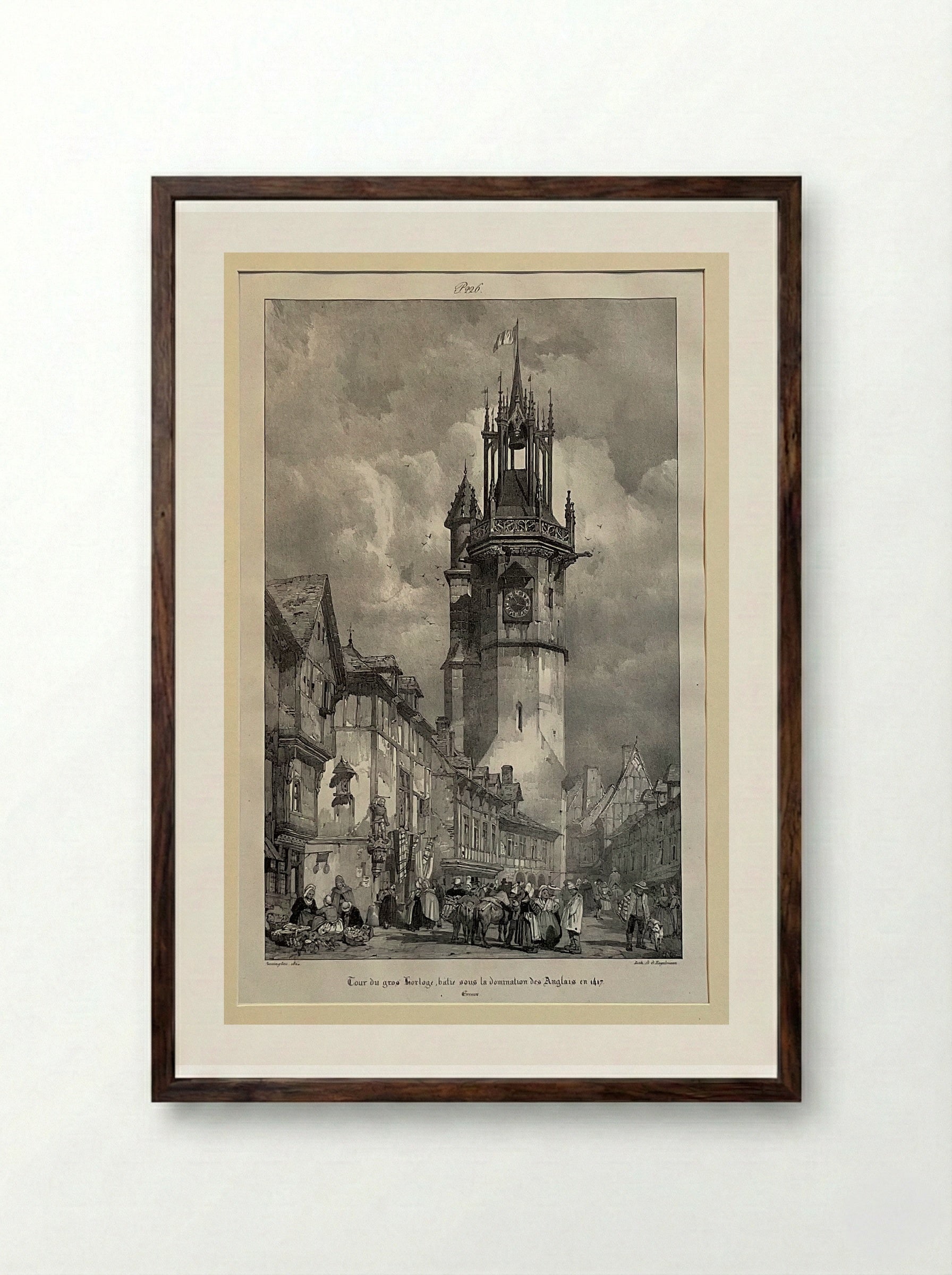 Tour du Gros Horloge, Evreux - Richard Parkes Bonington - Framed Print Dark Wood