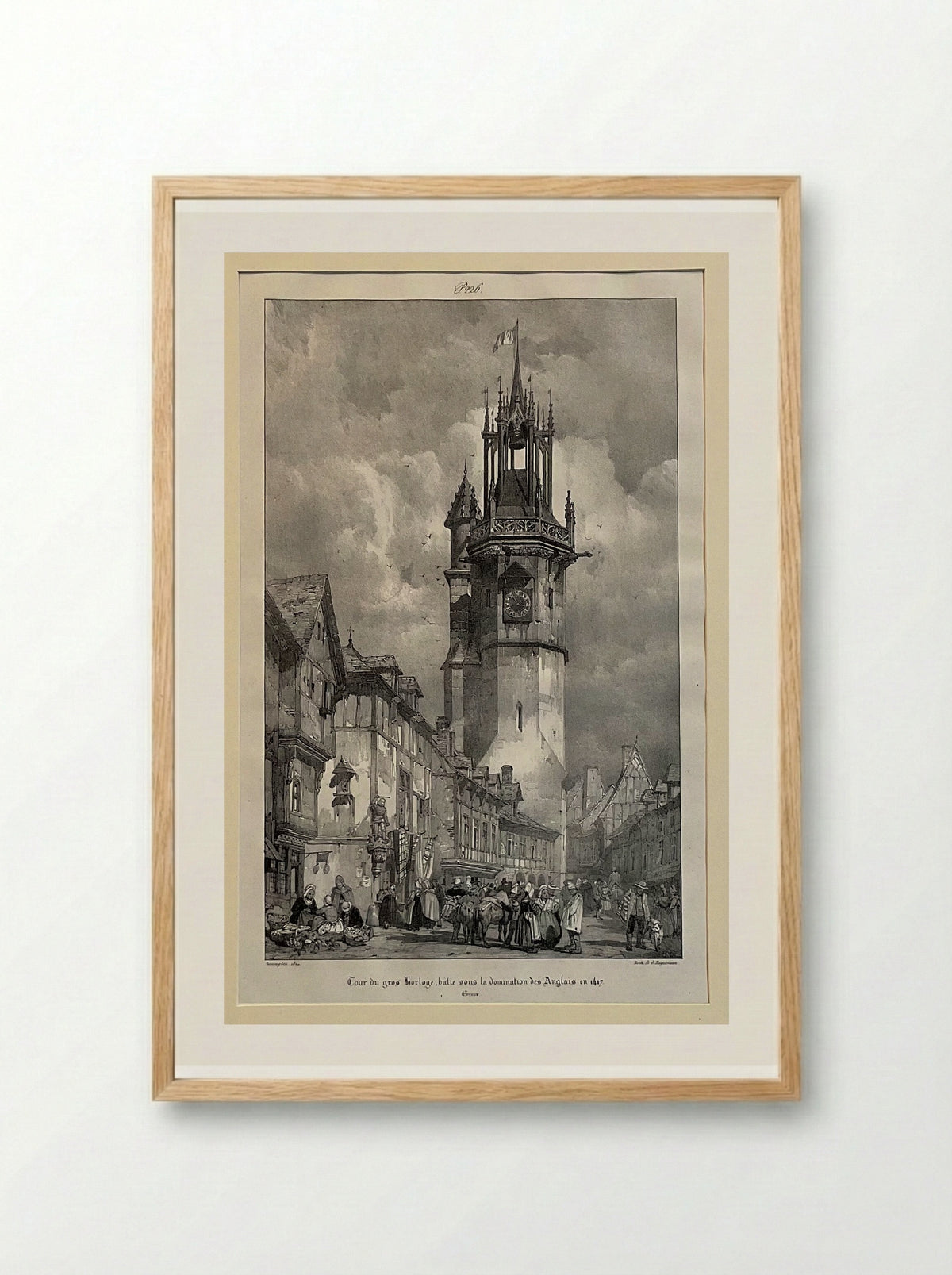 Tour du Gros Horloge, Evreux - Richard Parkes Bonington - Framed Print Wood