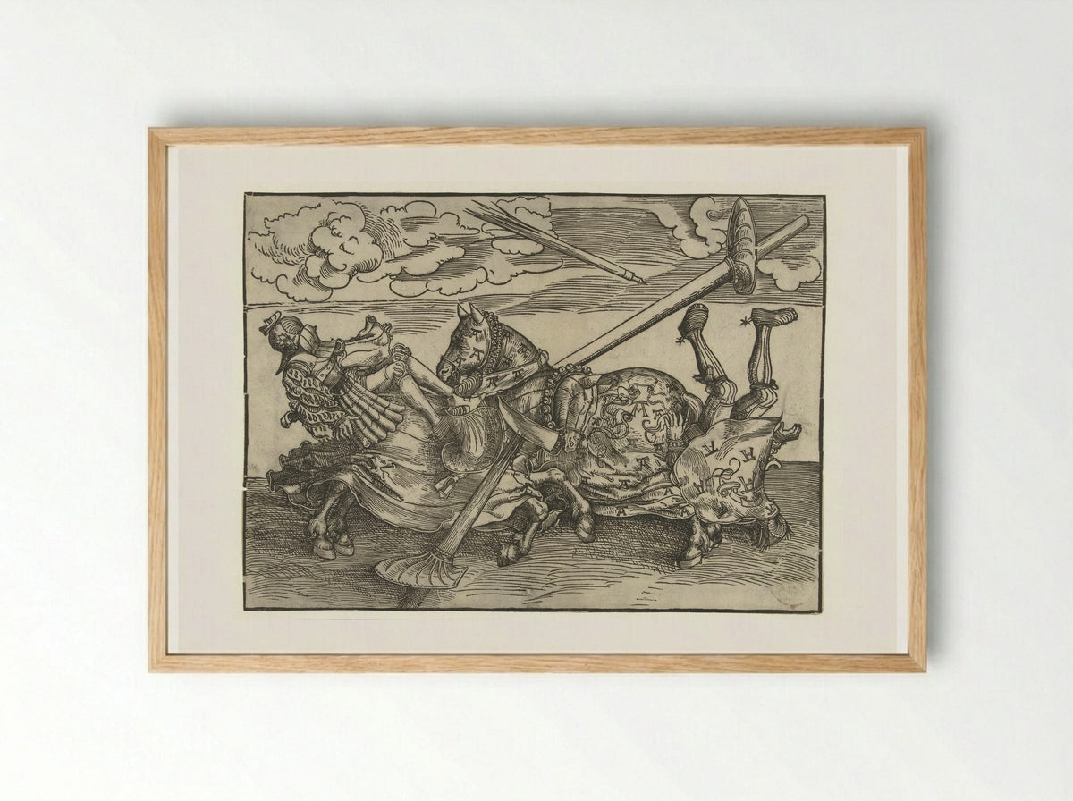 Tournament with Two Knights on Horseback - Lucas Cranach the Elder - Framed Print Wood