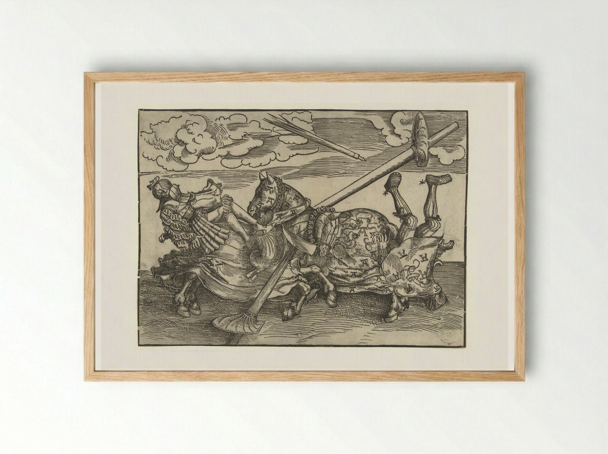 Tournament with Two Knights on Horseback - Lucas Cranach the Elder - Framed Print Wood