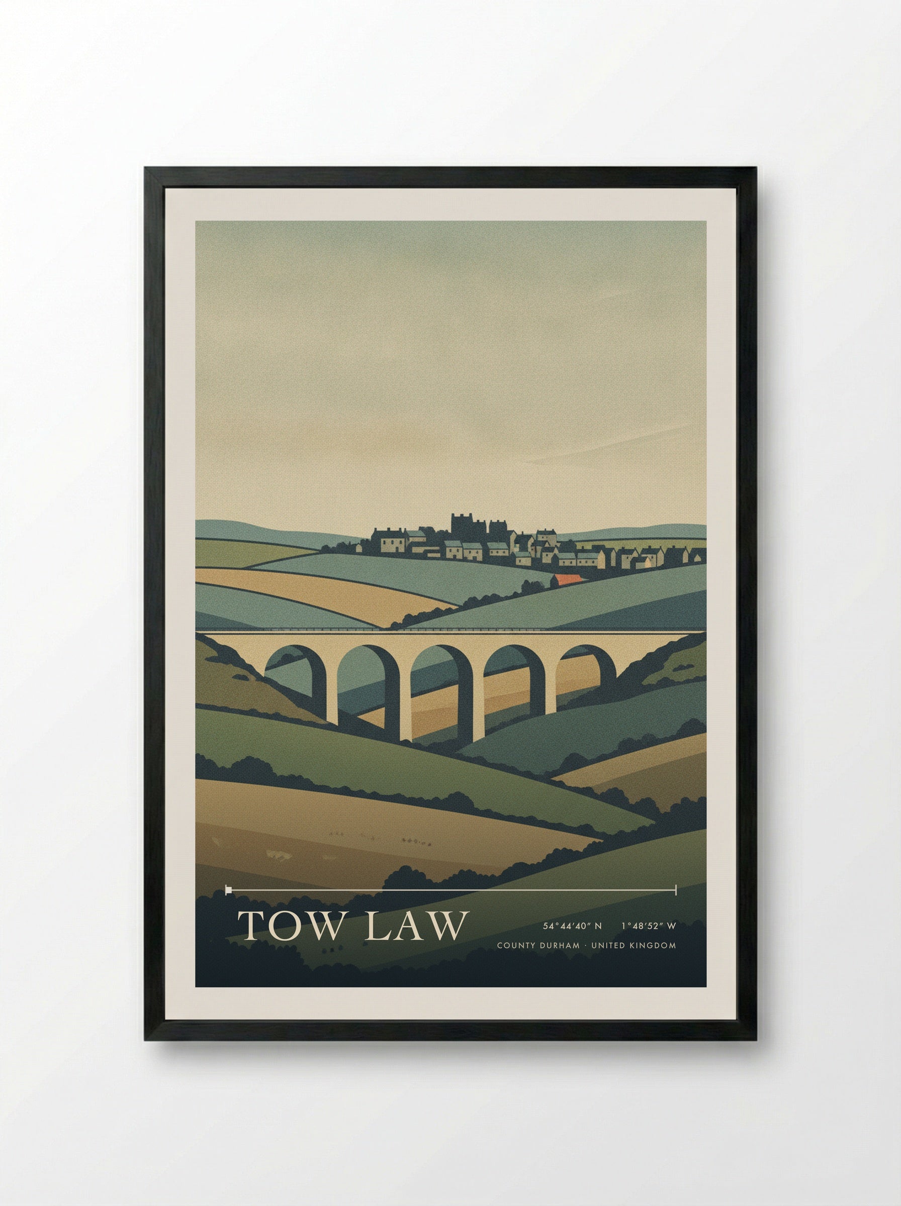 Tow Law County Durham United Kingdom Travel Poster - Framed Print Black