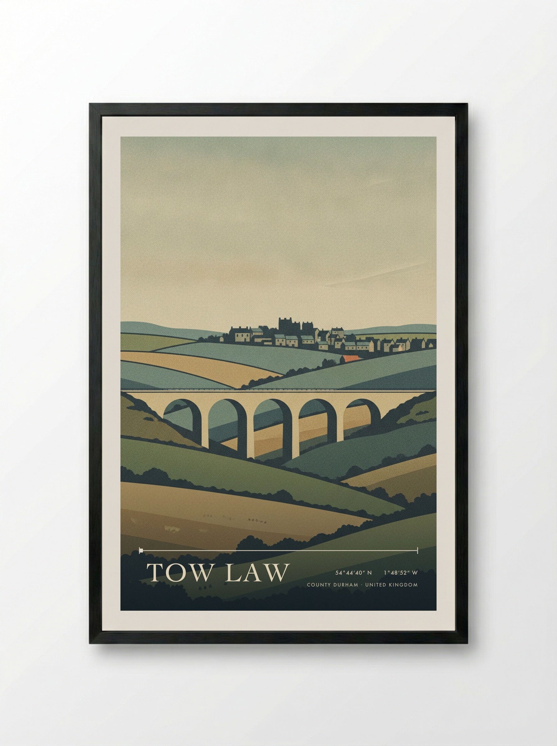Tow Law County Durham United Kingdom Travel Poster - Framed Print Black