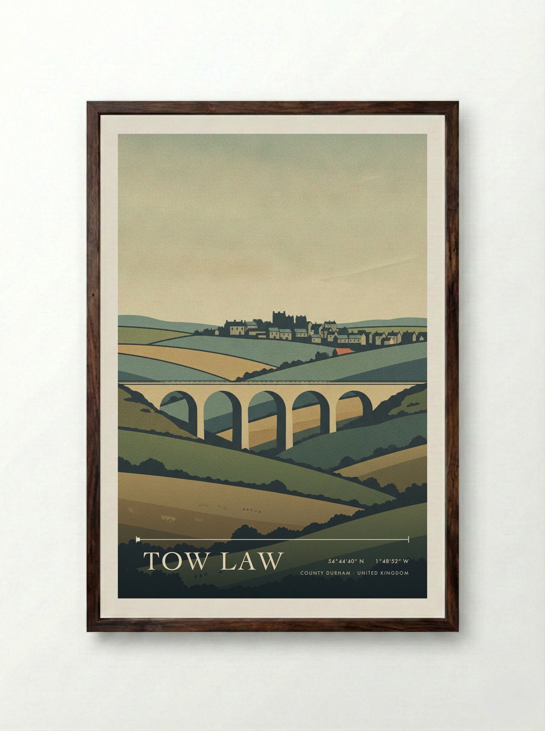 Tow Law County Durham United Kingdom Travel Poster - Framed Print Dark Wood