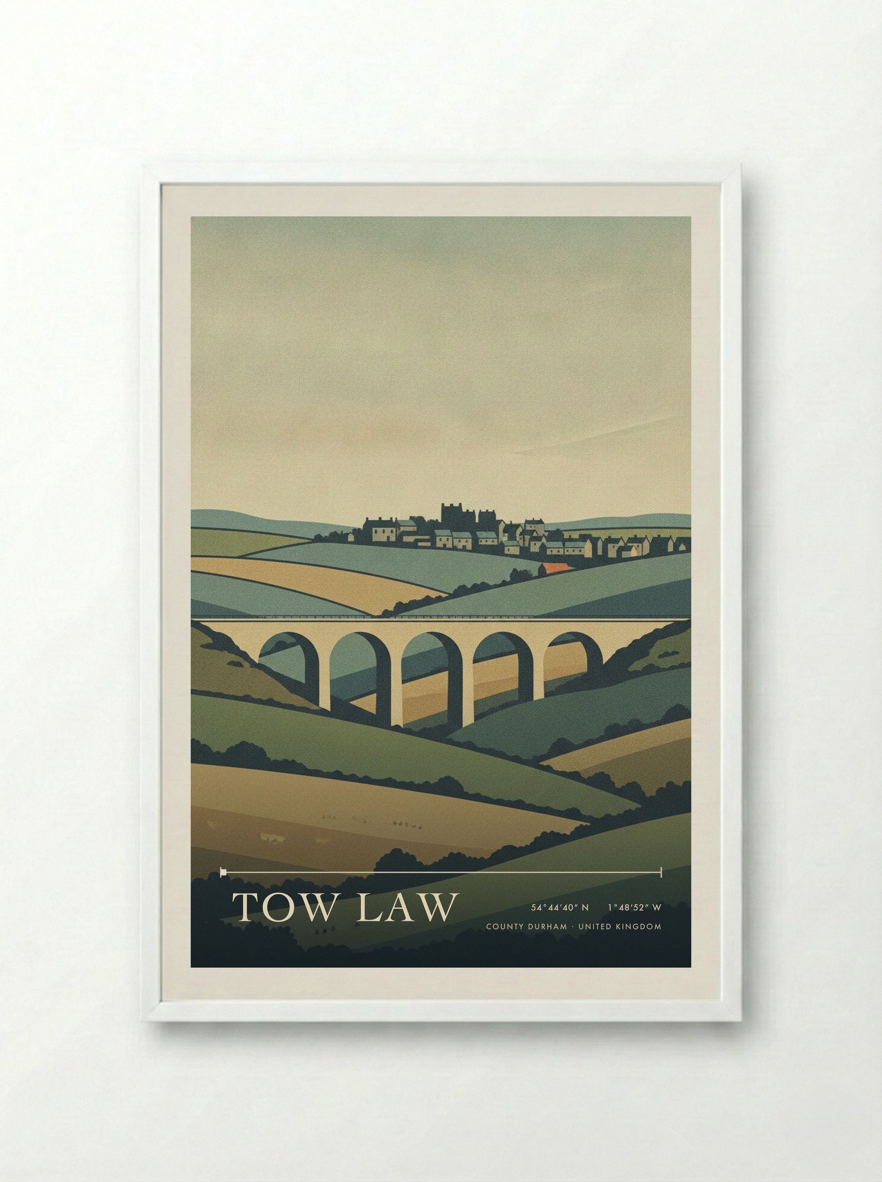 Tow Law County Durham United Kingdom Travel Poster - Framed Print White