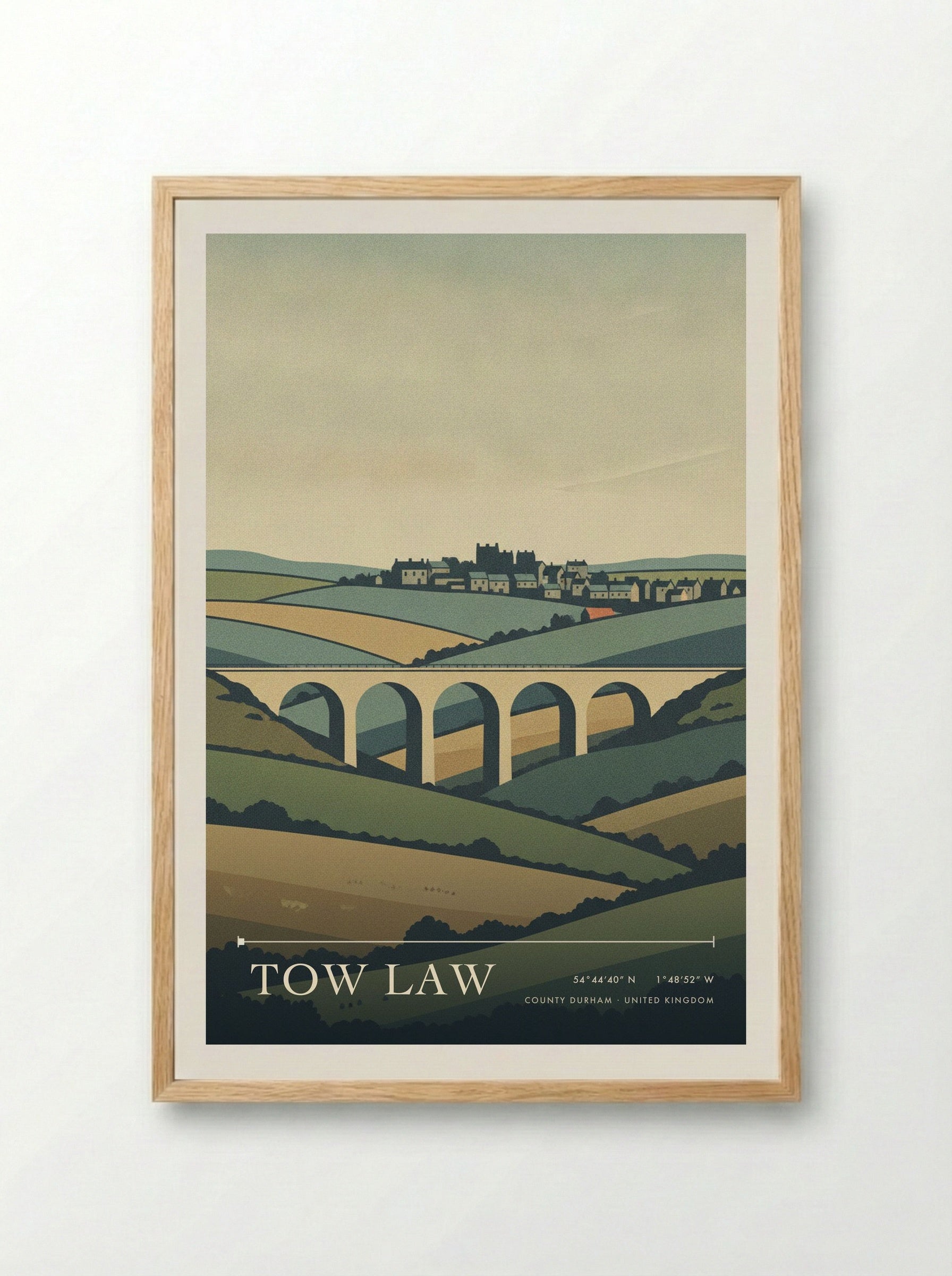 Tow Law County Durham United Kingdom Travel Poster - Framed Print Wood