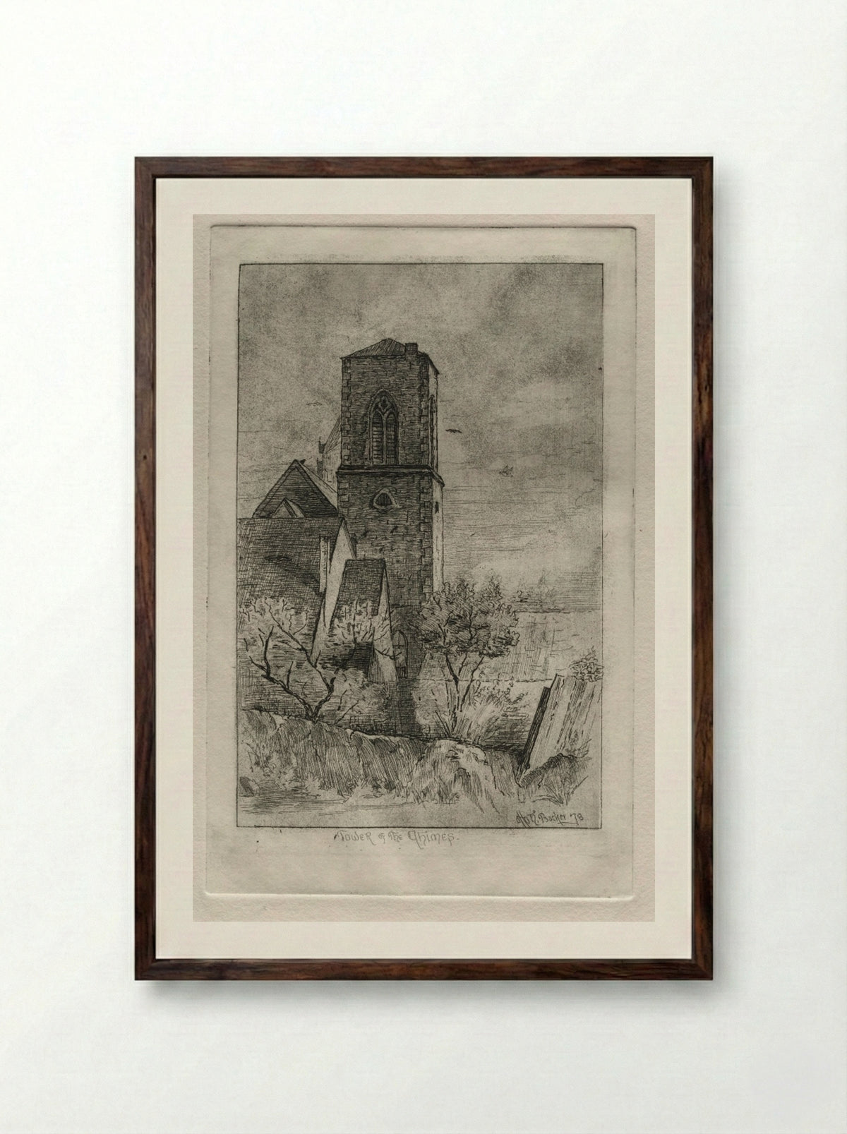 Tower of the Chimes - Otto H. Bacher - Framed Print Dark Wood