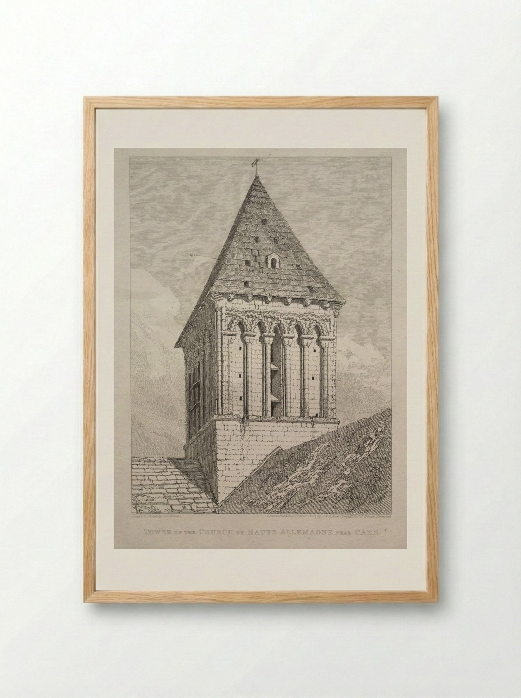 Tower of the Church of Haute Allemagne near Caen - John Sell Cotman - Framed Print Wood