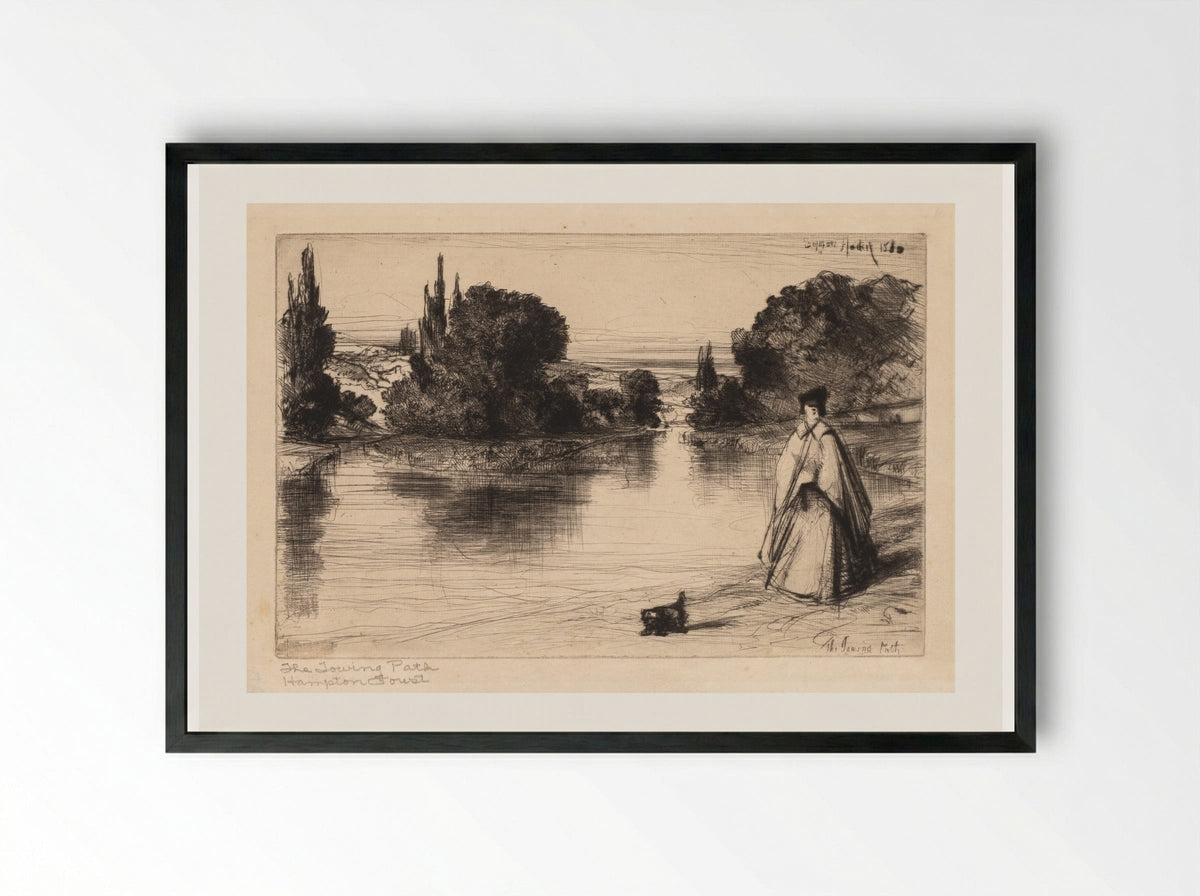 Towing Path - Francis Seymour Haden - Framed Print Black