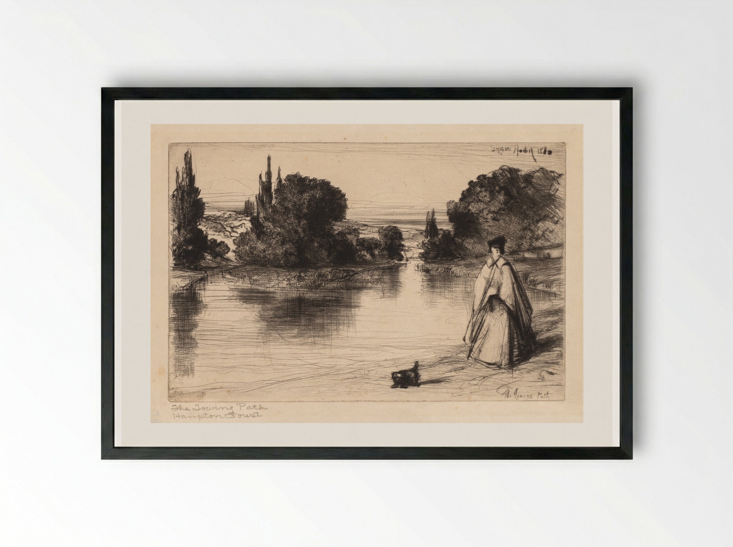 Towing Path - Francis Seymour Haden - Framed Print Black