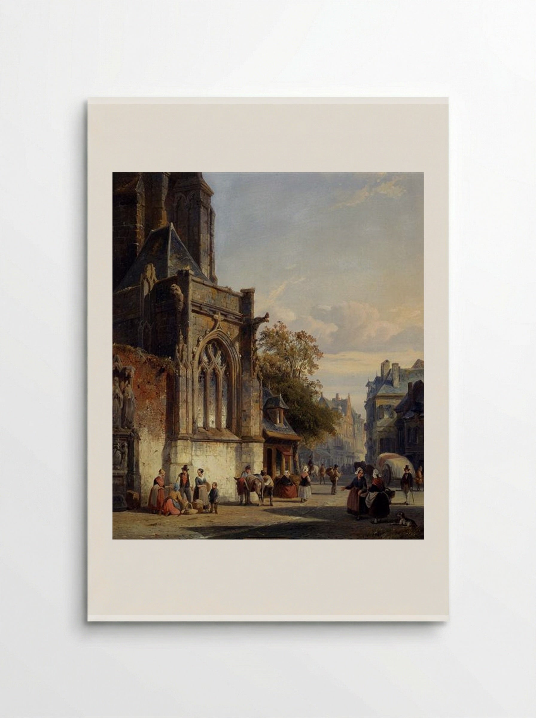 Town Square Before A Church A Capriccio - Cornelis Springer - Poster