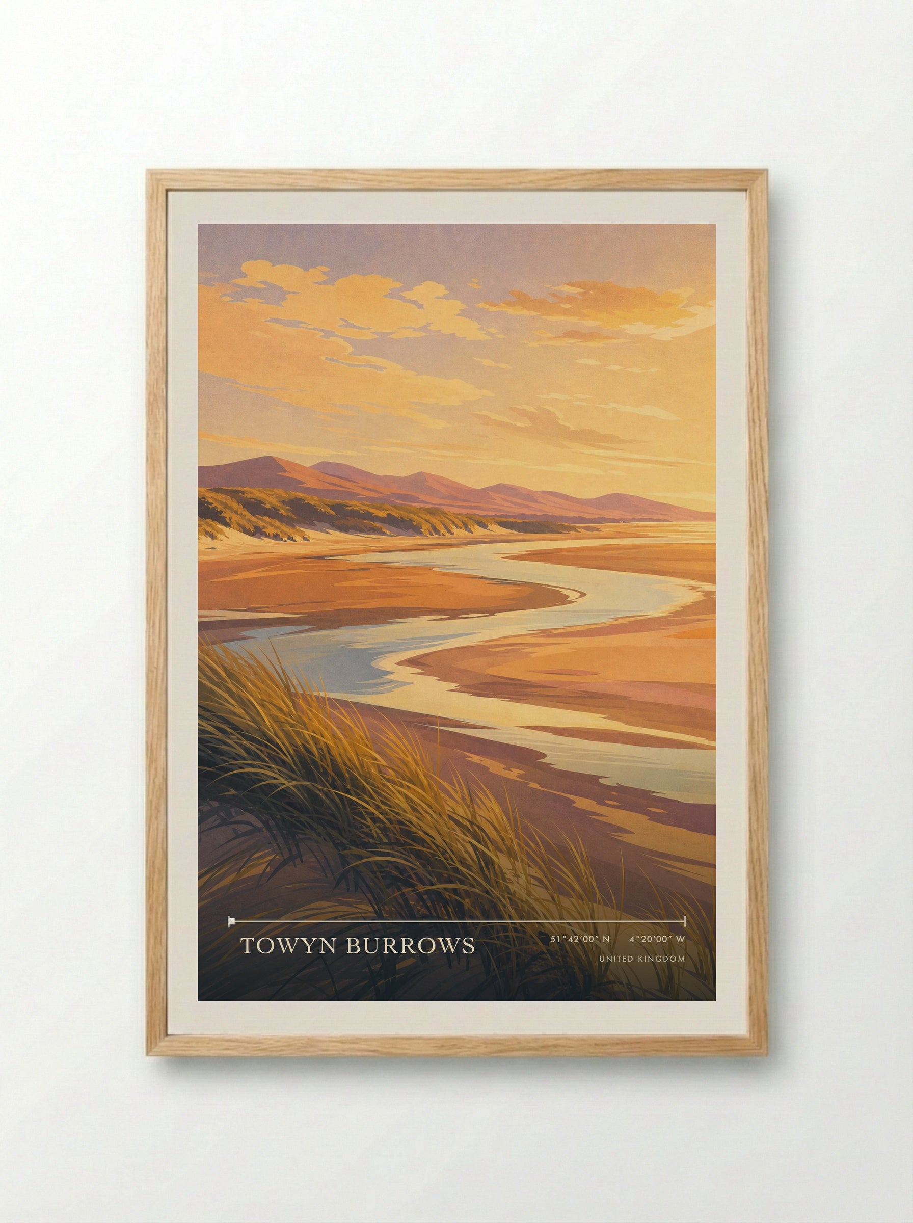 Towyn Burrows United Kingdom Travel Poster - Framed Print Wood
