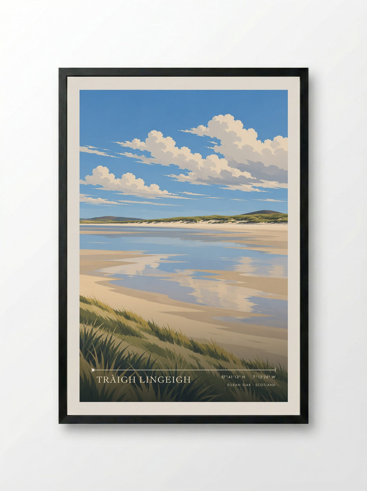 Tràigh Lingeigh, Eilean Siar | Travel Poster - Framed Print Black
