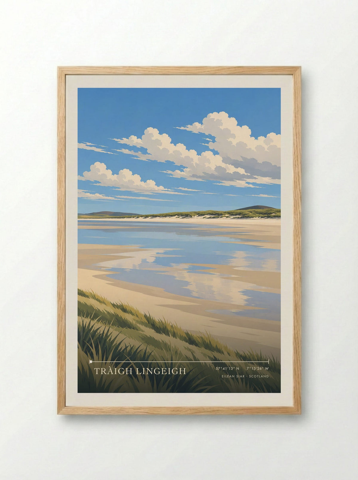 Tràigh Lingeigh, Eilean Siar | Travel Poster - Framed Print Wood