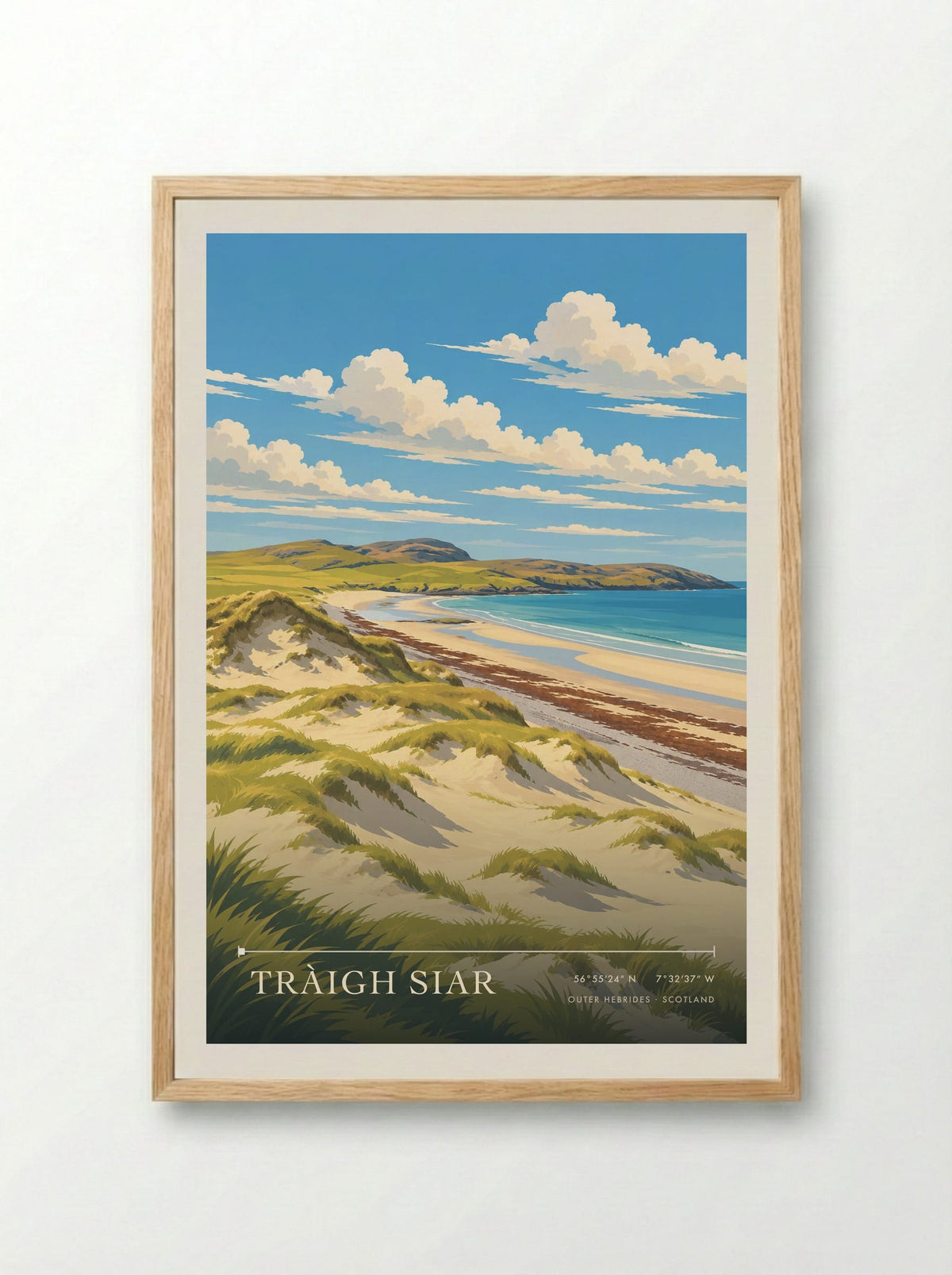 Tràigh Siar, Outer Hebrides | Travel Poster - Framed Print Wood