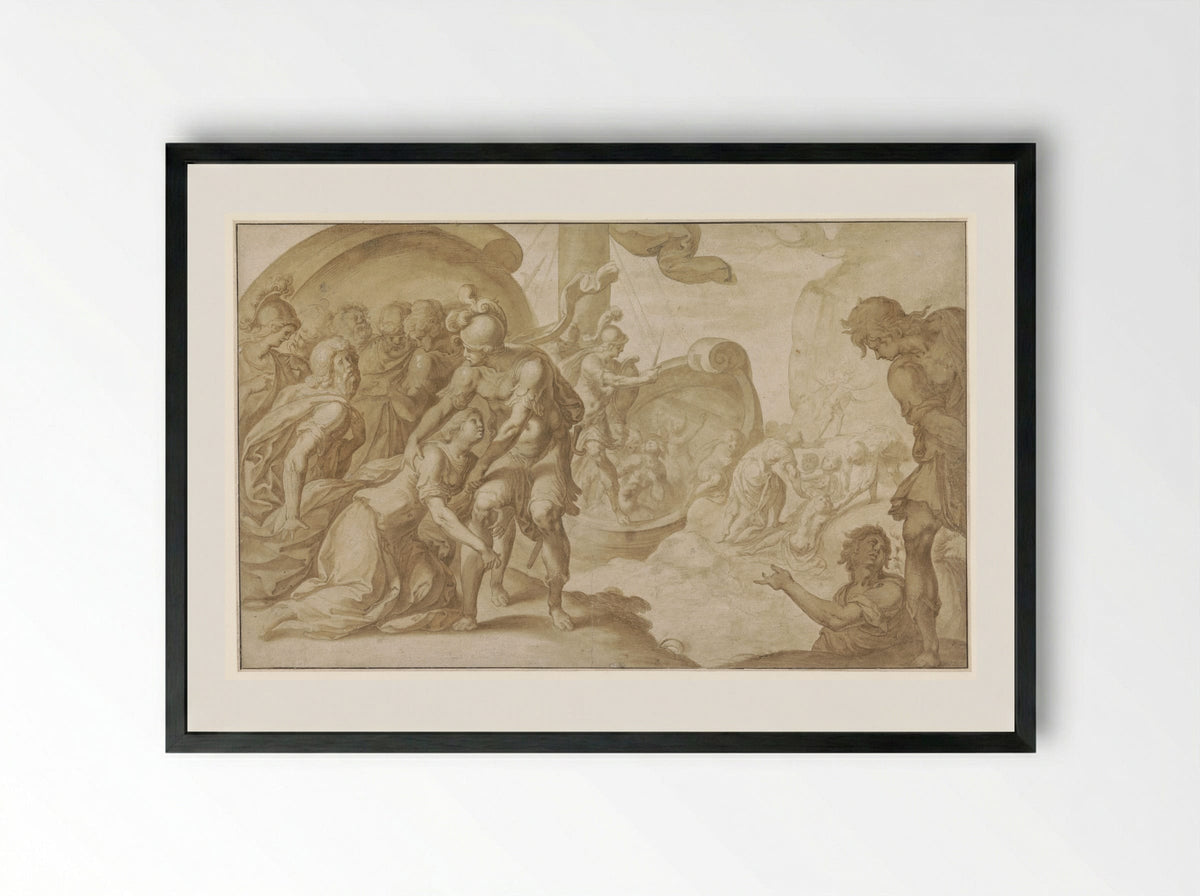 Trachin and Chariclea - Ambroise Dubois - Framed Print Black