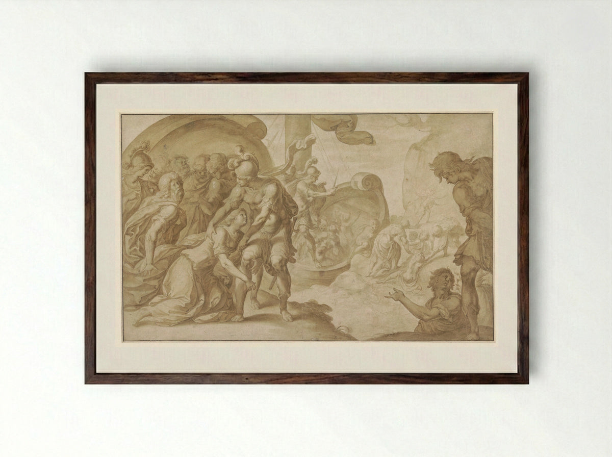 Trachin and Chariclea - Ambroise Dubois - Framed Print Dark Wood
