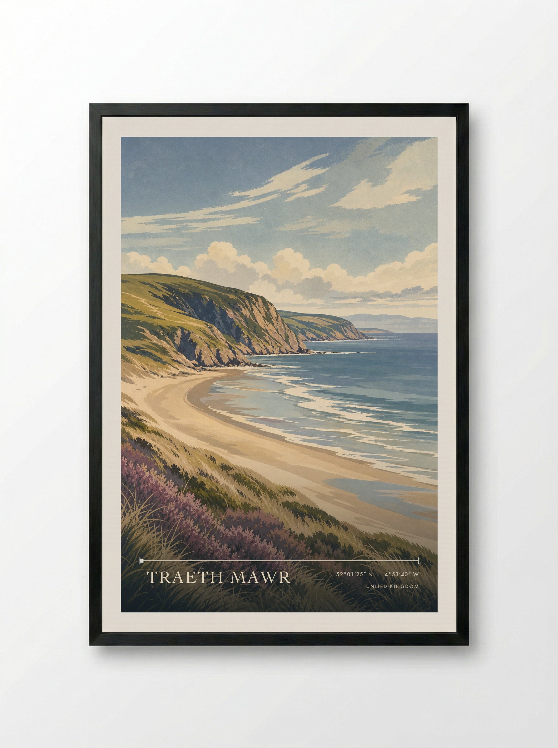 Traeth Mawr United Kingdom Travel Poster - Framed Print Black