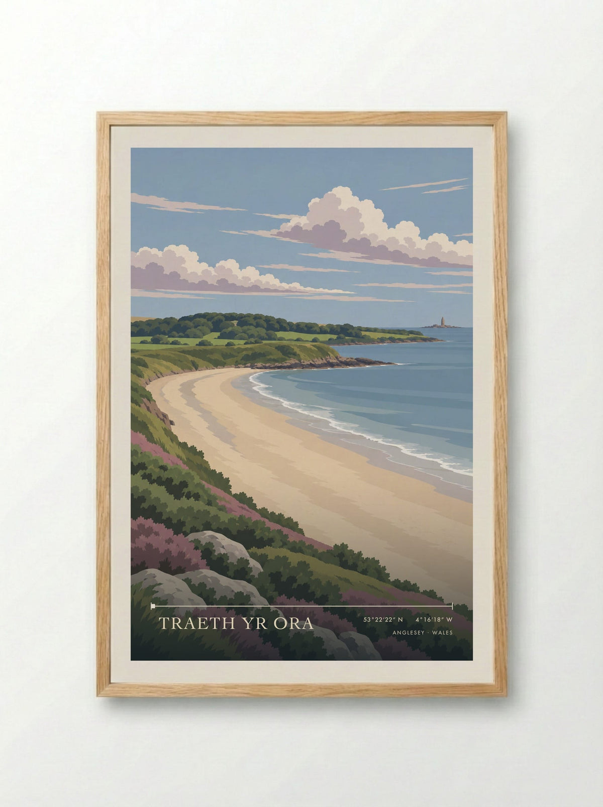 Traeth yr Ora, Anglesey | Travel Poster - Framed Print Wood