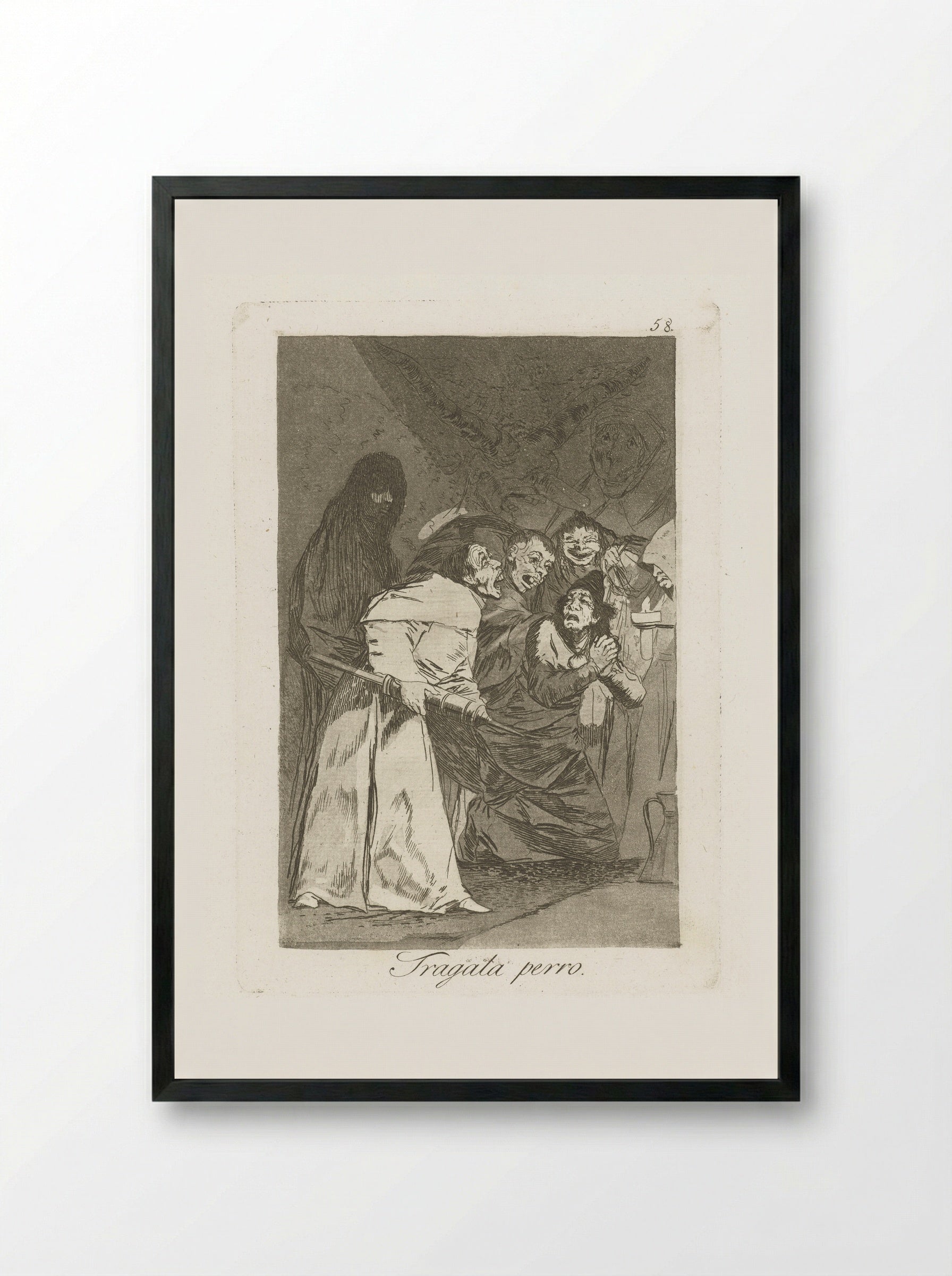 Tragala perro - Francisco de Goya - Framed Print Black
