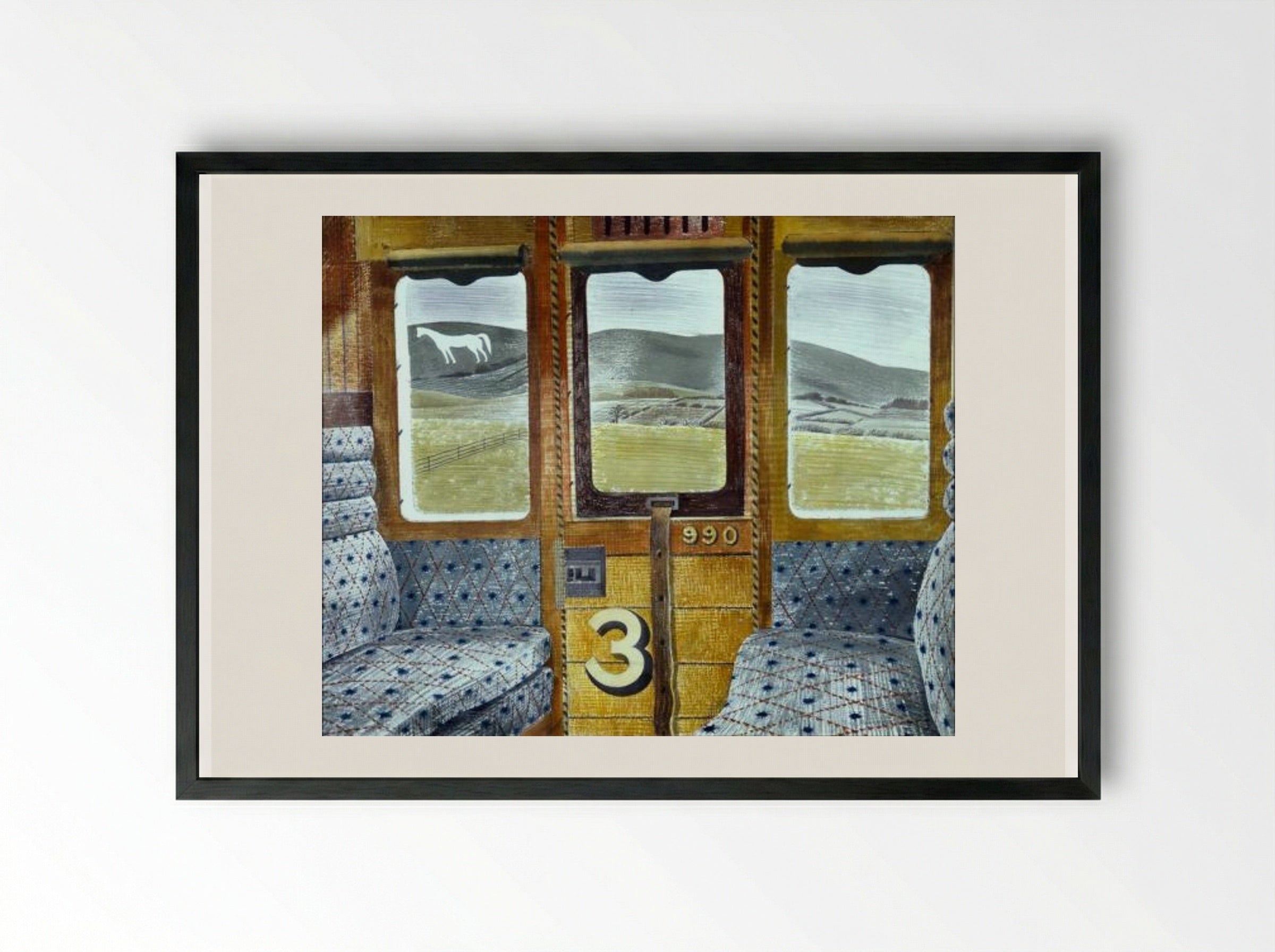 Train Landscape - Eric Ravilious - Framed Print Black