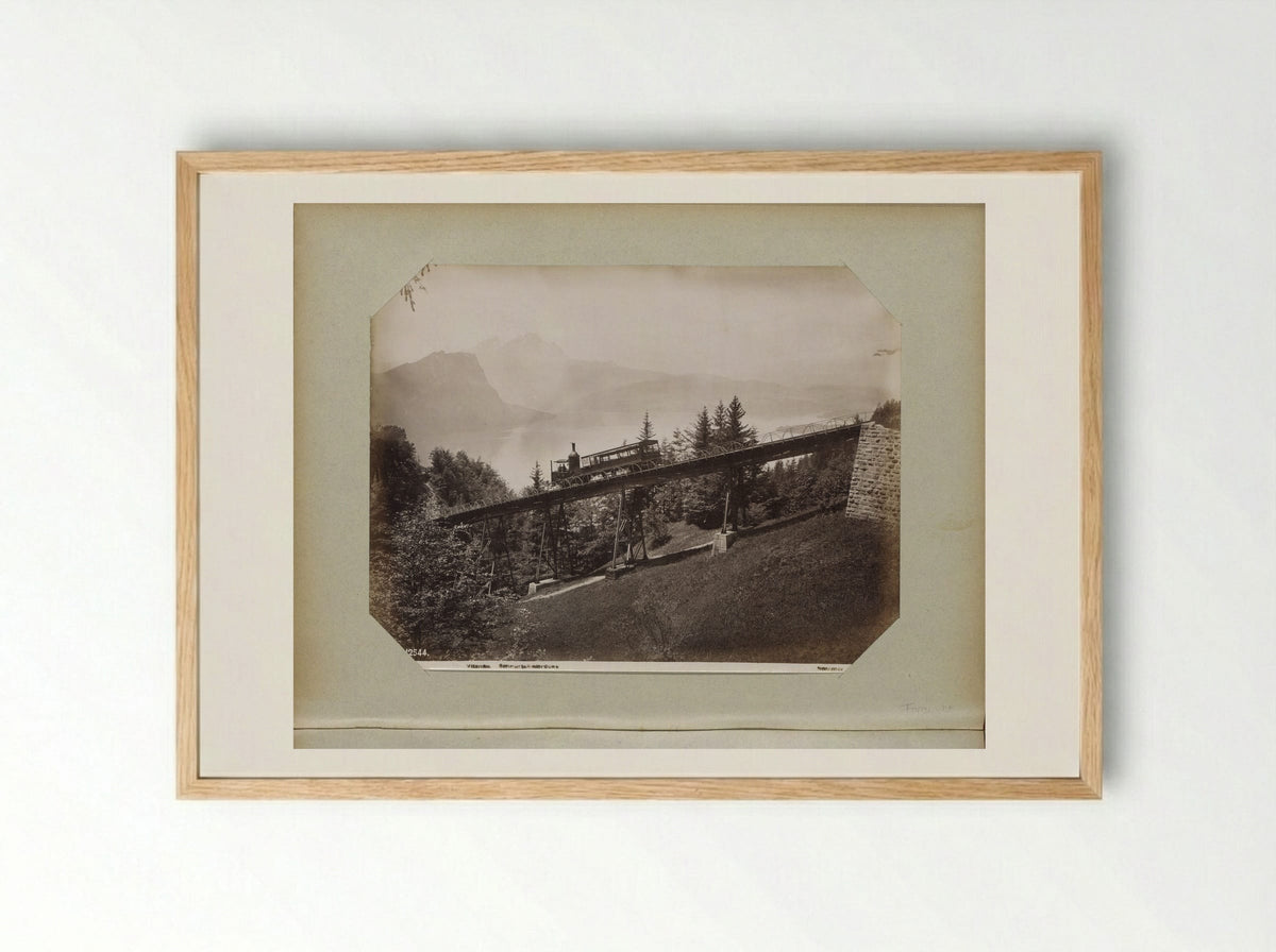 Train on the Schnurtobel Bridge, Rigi Railway - Giorgio Sommer - Framed Print Wood