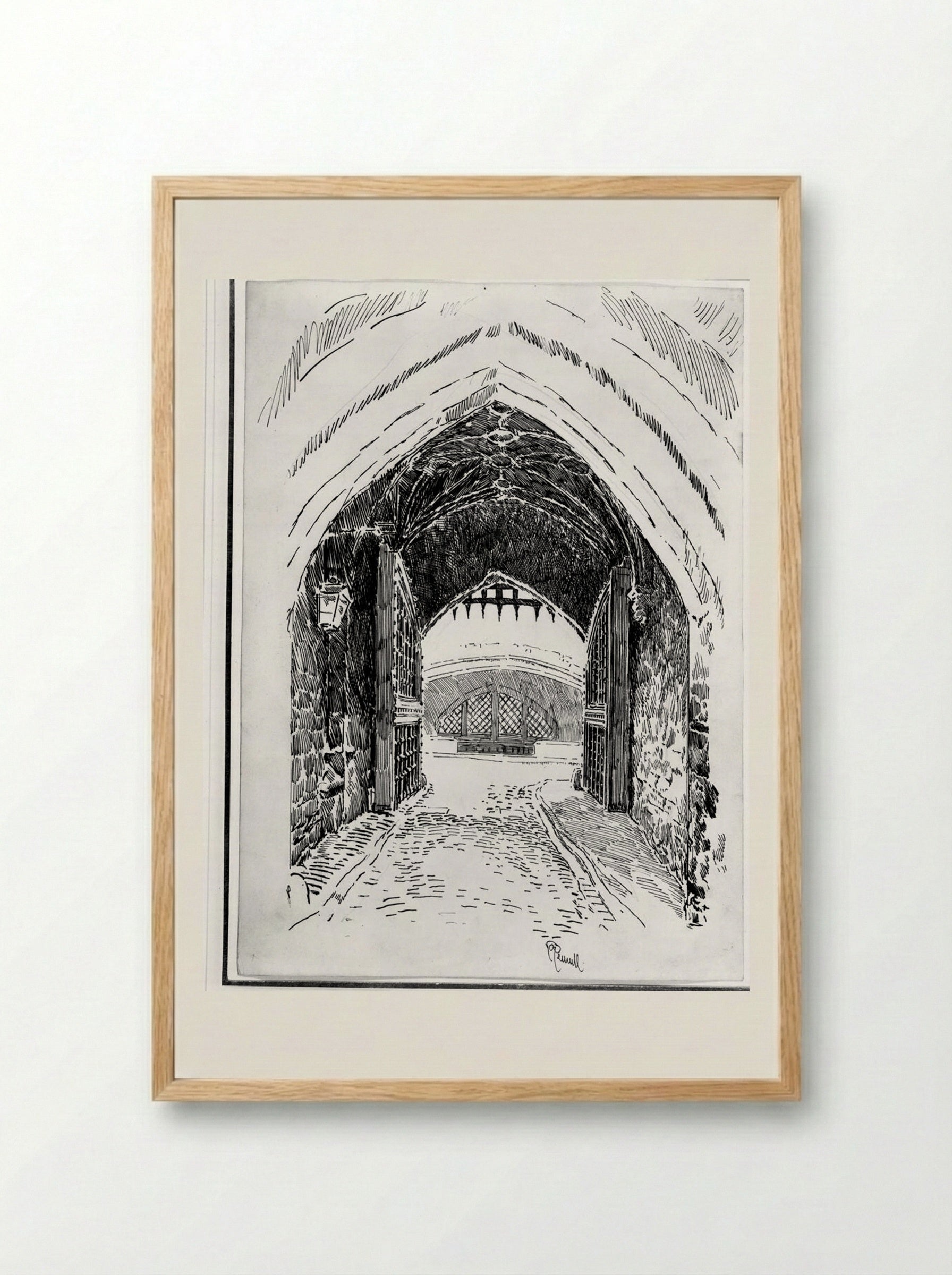 Traitors Gate from Within - Joseph Pennell - Framed Print Wood