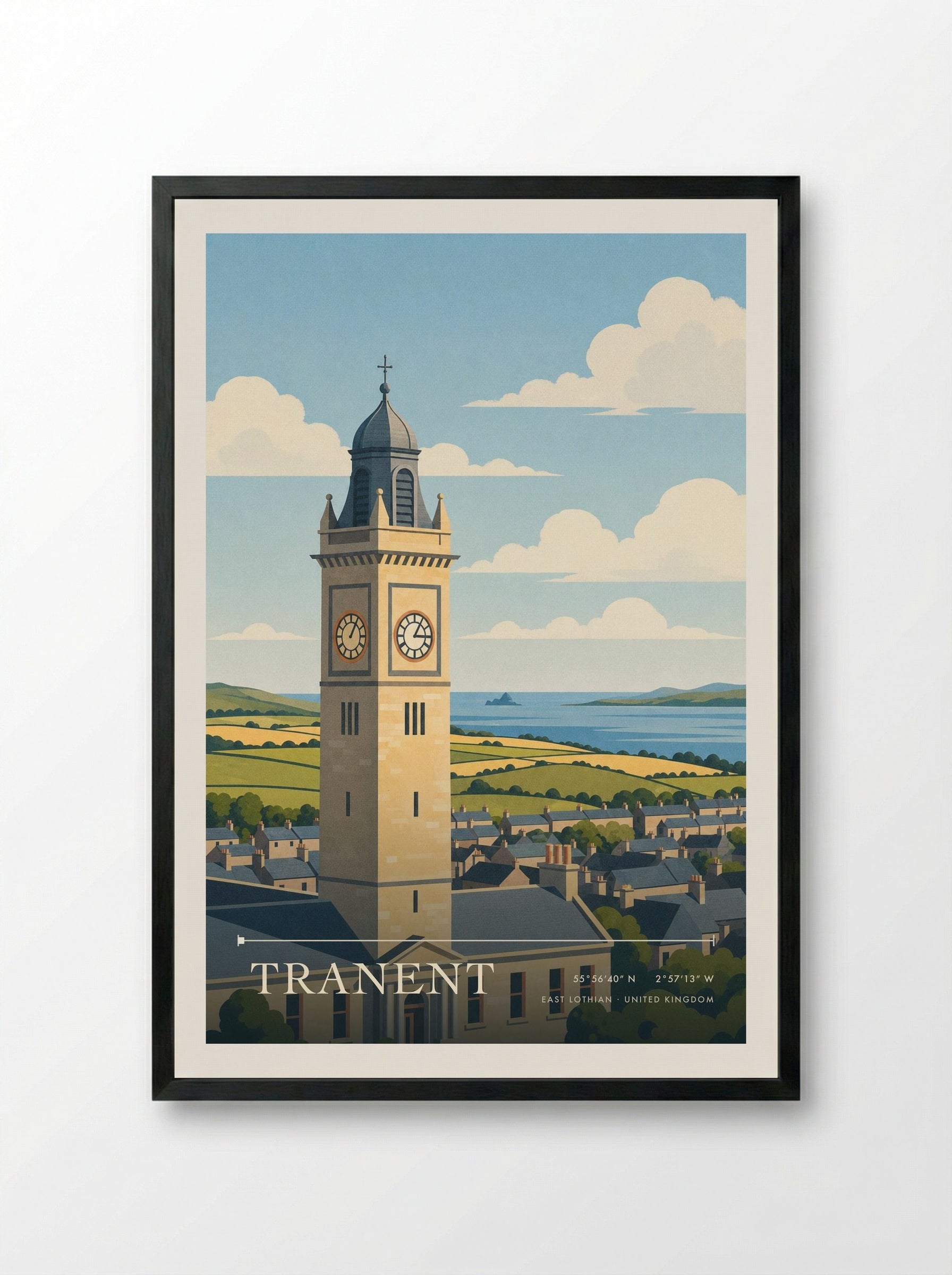 Tranent East Lothian United Kingdom Travel Poster - Framed Print Black