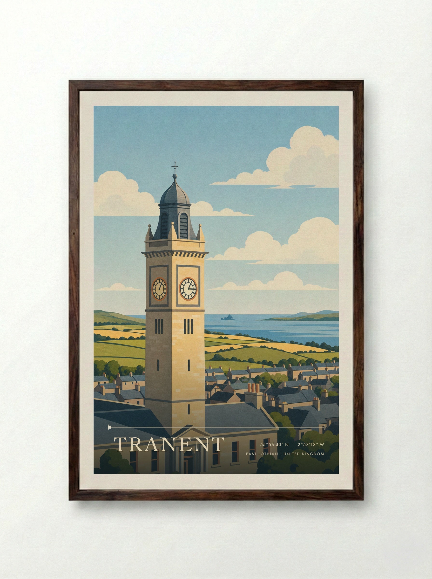 Tranent East Lothian United Kingdom Travel Poster - Framed Print Dark Wood