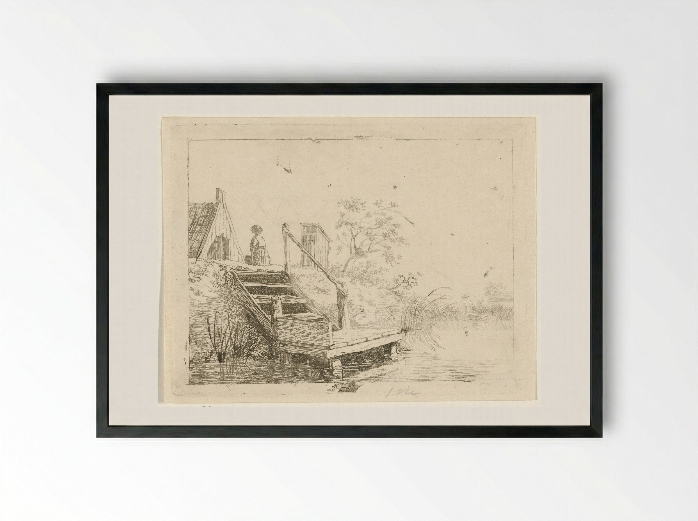 Trap aan het water - Gerrit Lamberts - Framed Print Black