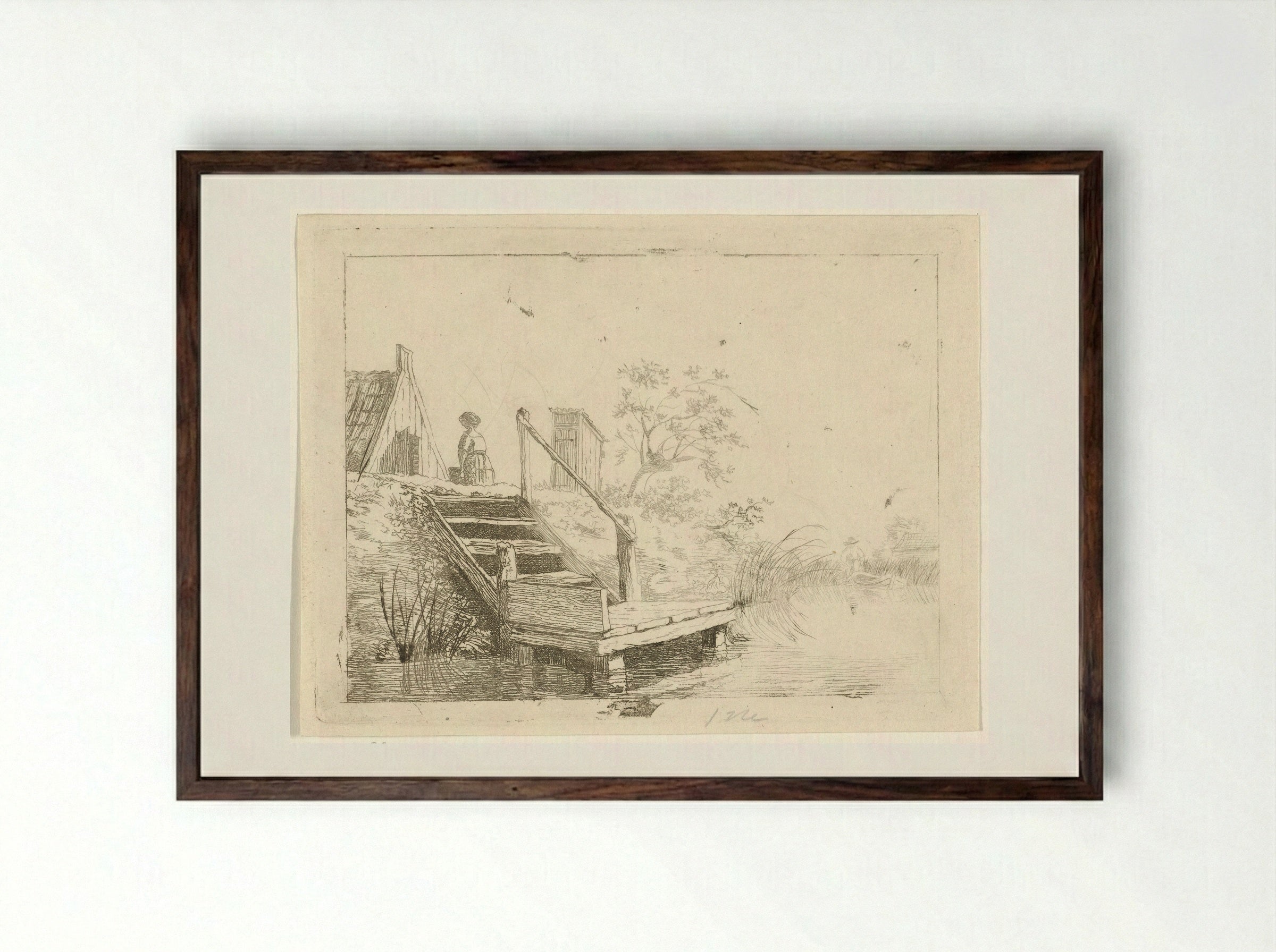 Trap aan het water - Gerrit Lamberts - Framed Print Dark Wood