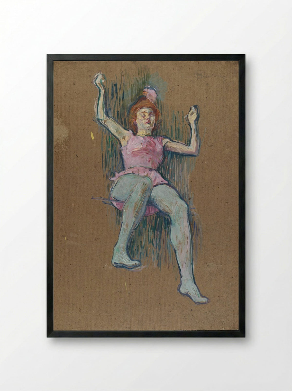Trapeze Artist at the Medrano Circus - Henri de Toulouse-Lautrec - Framed Print Black