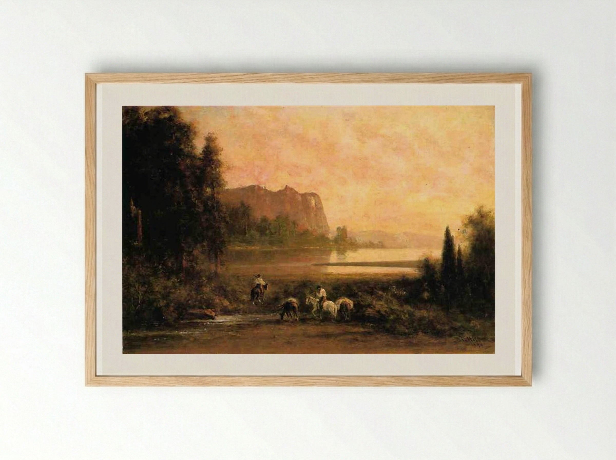 Trappers in Yosemite Mountains - Thomas Hill - Framed Print Wood