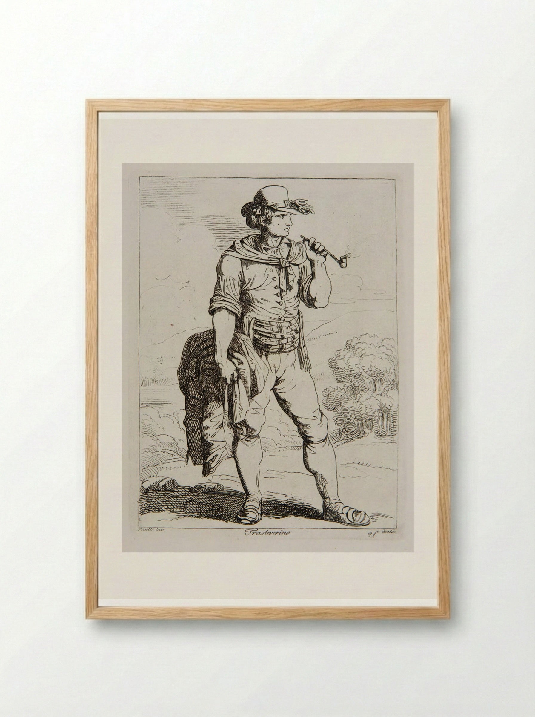 Trasteverino - Bartolomeo Pinelli - Framed Print Wood