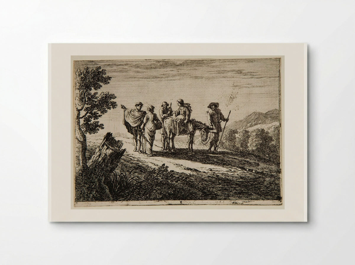 Travelers in a Landscape with a Large Stump at Left - Herman van Swanevelt - Poster
