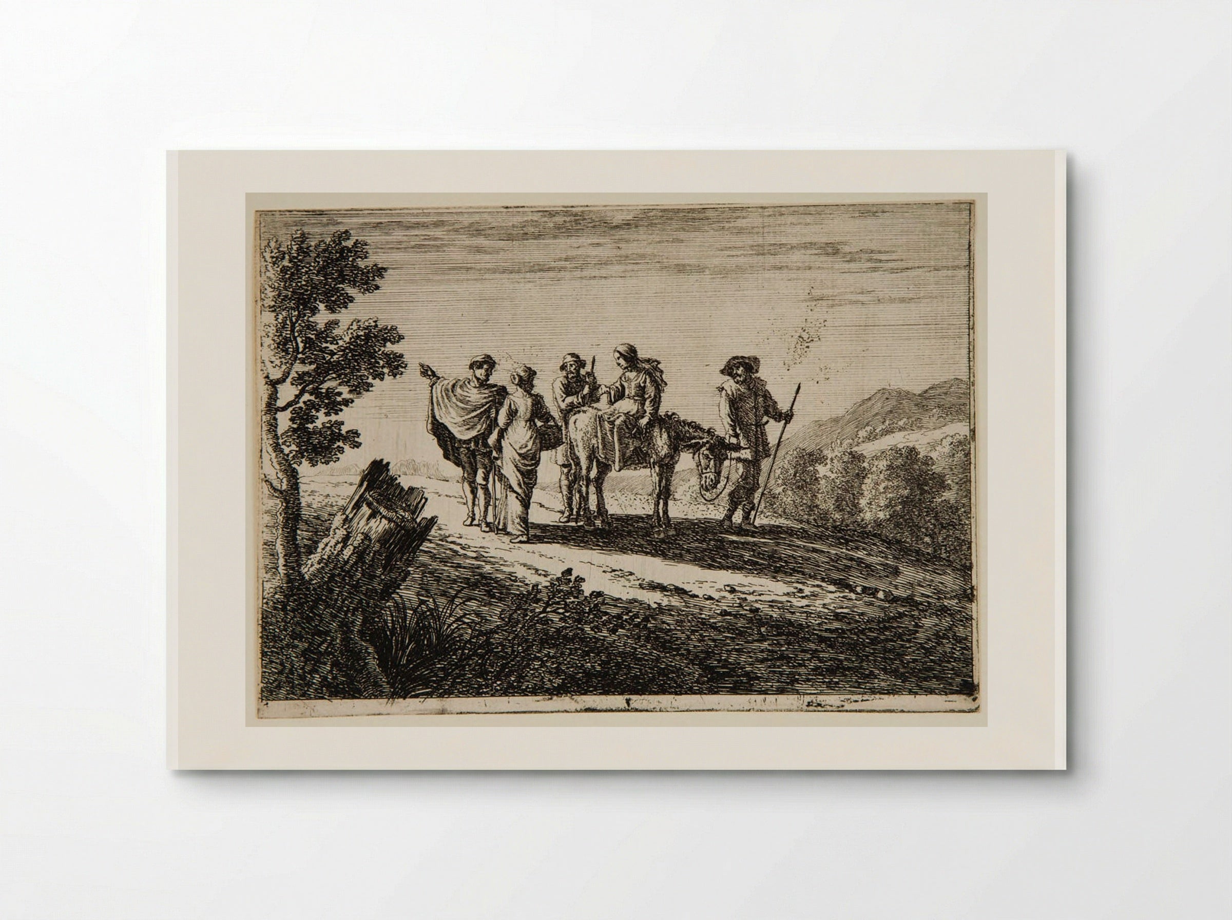 Travelers in a Landscape with a Large Stump at Left - Herman van Swanevelt - Poster