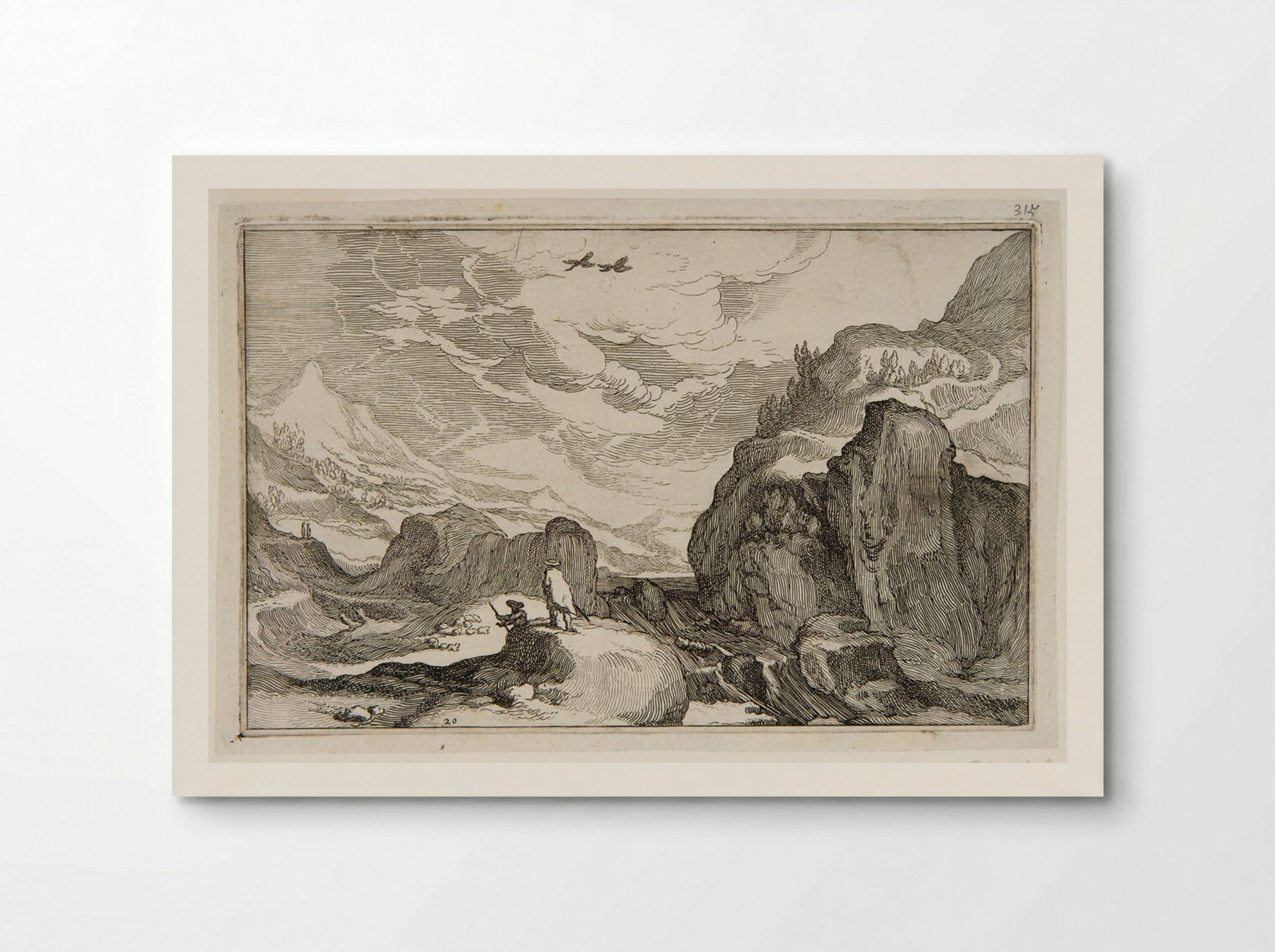 Travelers in a Rocky Landscape - Boetius Adamsz. Bolswert - Poster