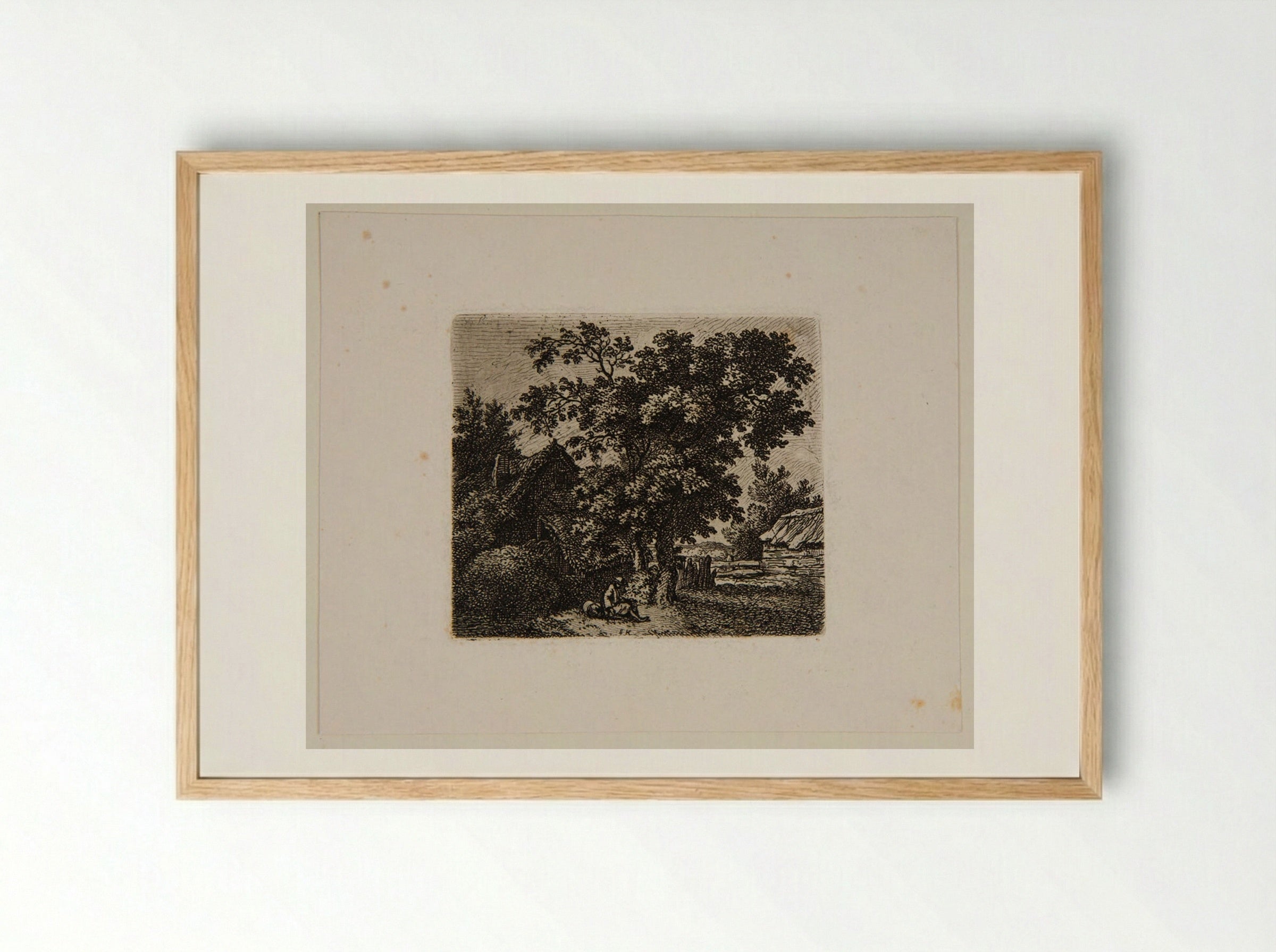 Traveller Sitting at the Foot of Two Trees - Ferdinand Kobell - Framed Print Wood