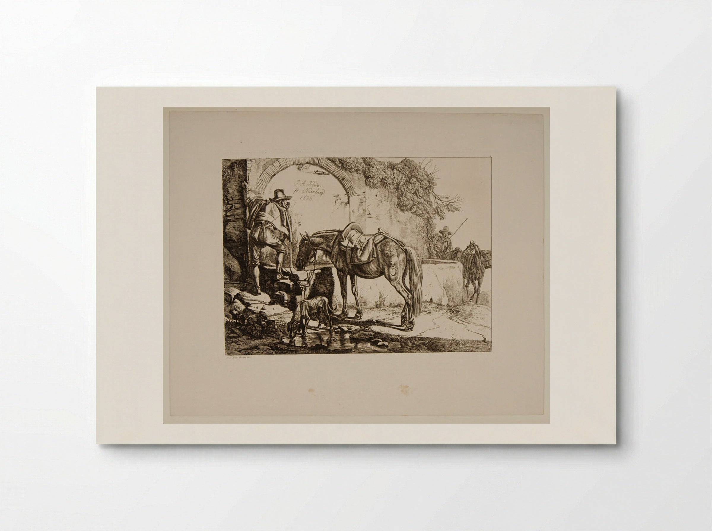 Traveller Watering His Horse - Johann Adam Klein - Poster