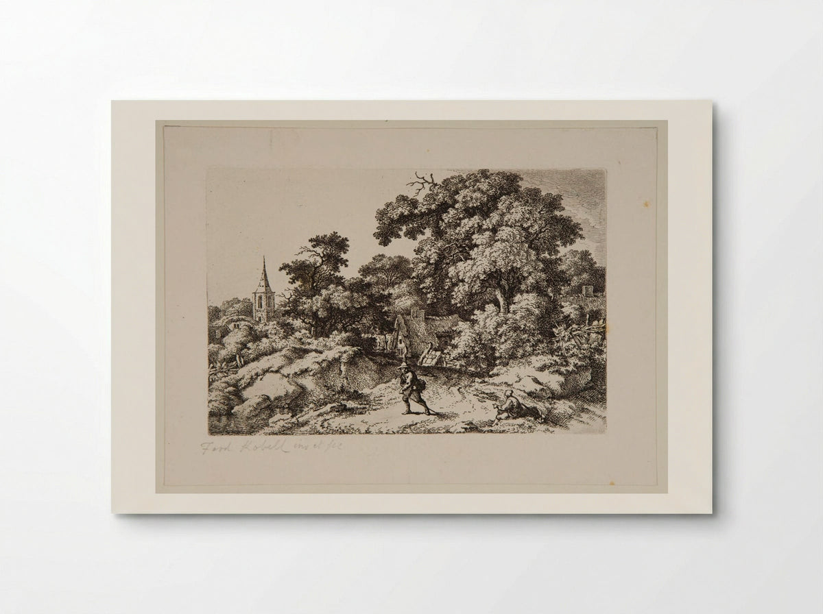 Traveller on the Road Leading from a Hamlet - Ferdinand Kobell - Poster