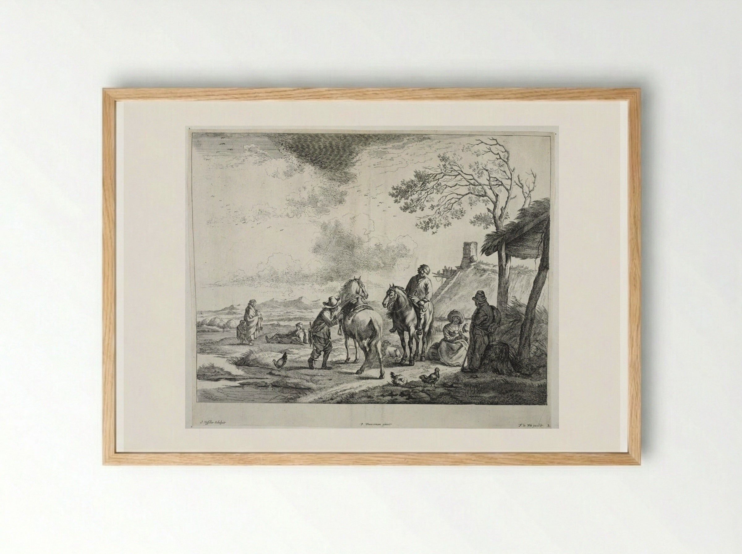 Travellers Near a Hut - Johannes Visscher - Framed Print Wood