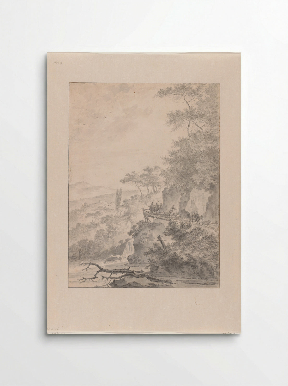 Travellers with Cattle on a Mountain Bridge - Adam Pijnacker - Poster