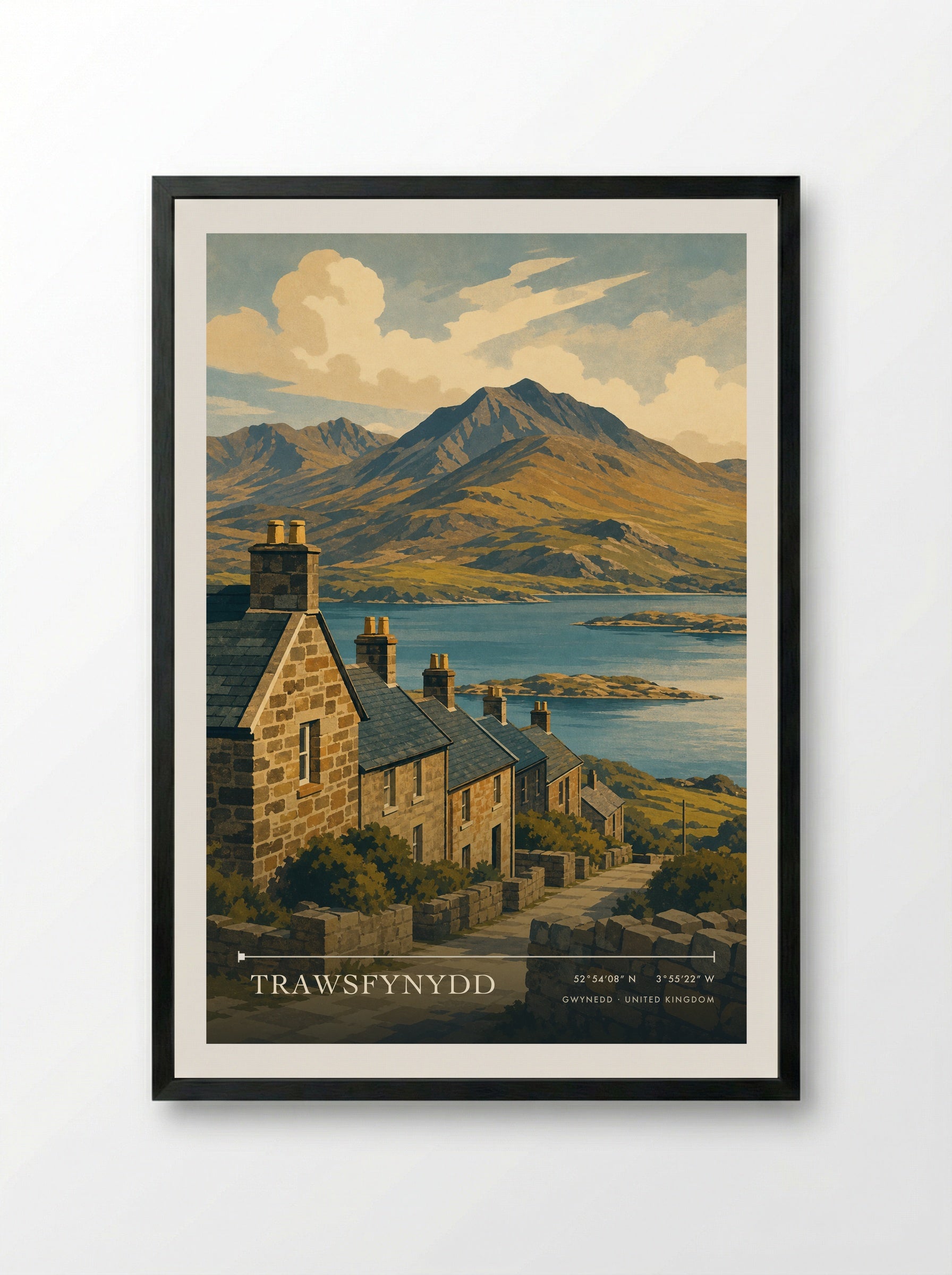 Trawsfynydd Gwynedd United Kingdom Travel Poster - Framed Print Black