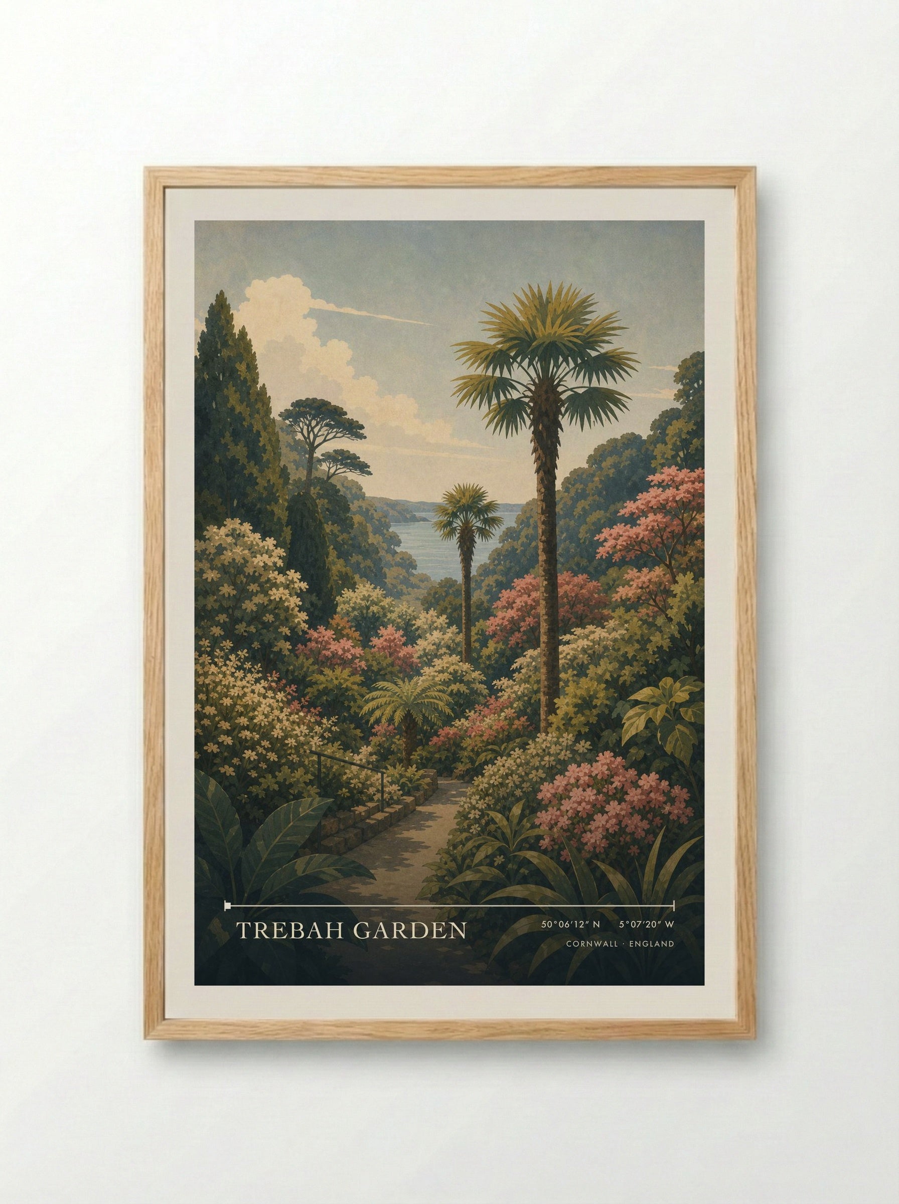Trebah Garden Cornwall England Travel Poster - Framed Print Wood