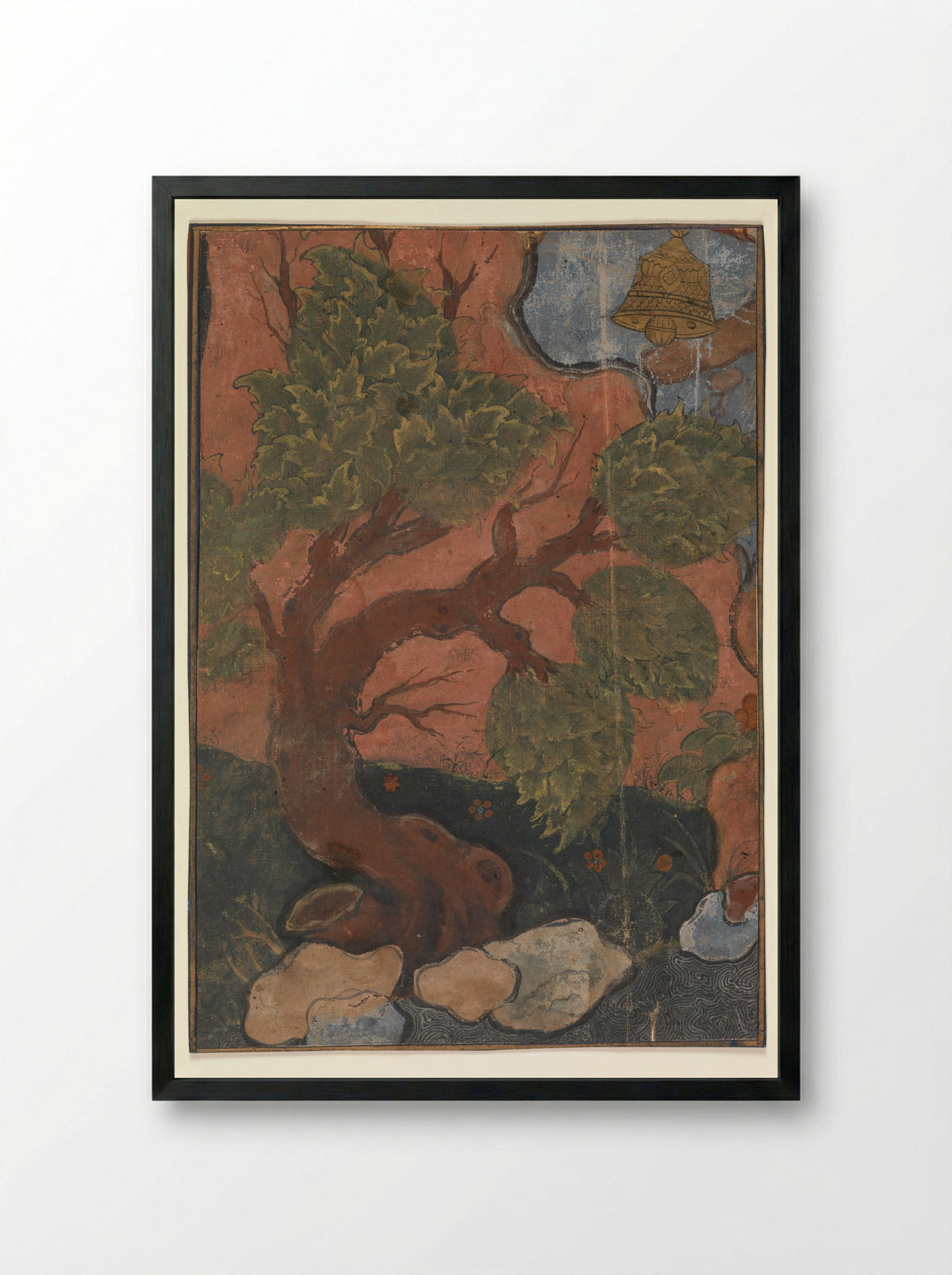 Tree on a River Bank - Unknown Artist - Framed Print Black