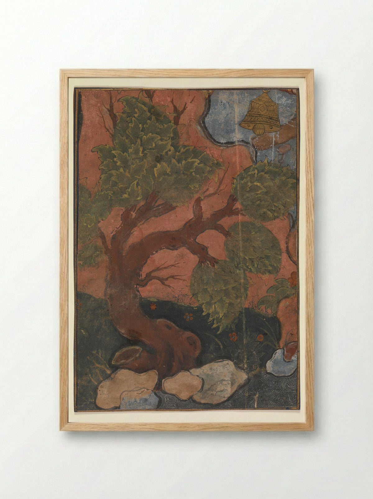 Tree on a River Bank - Unknown Artist - Framed Print Wood