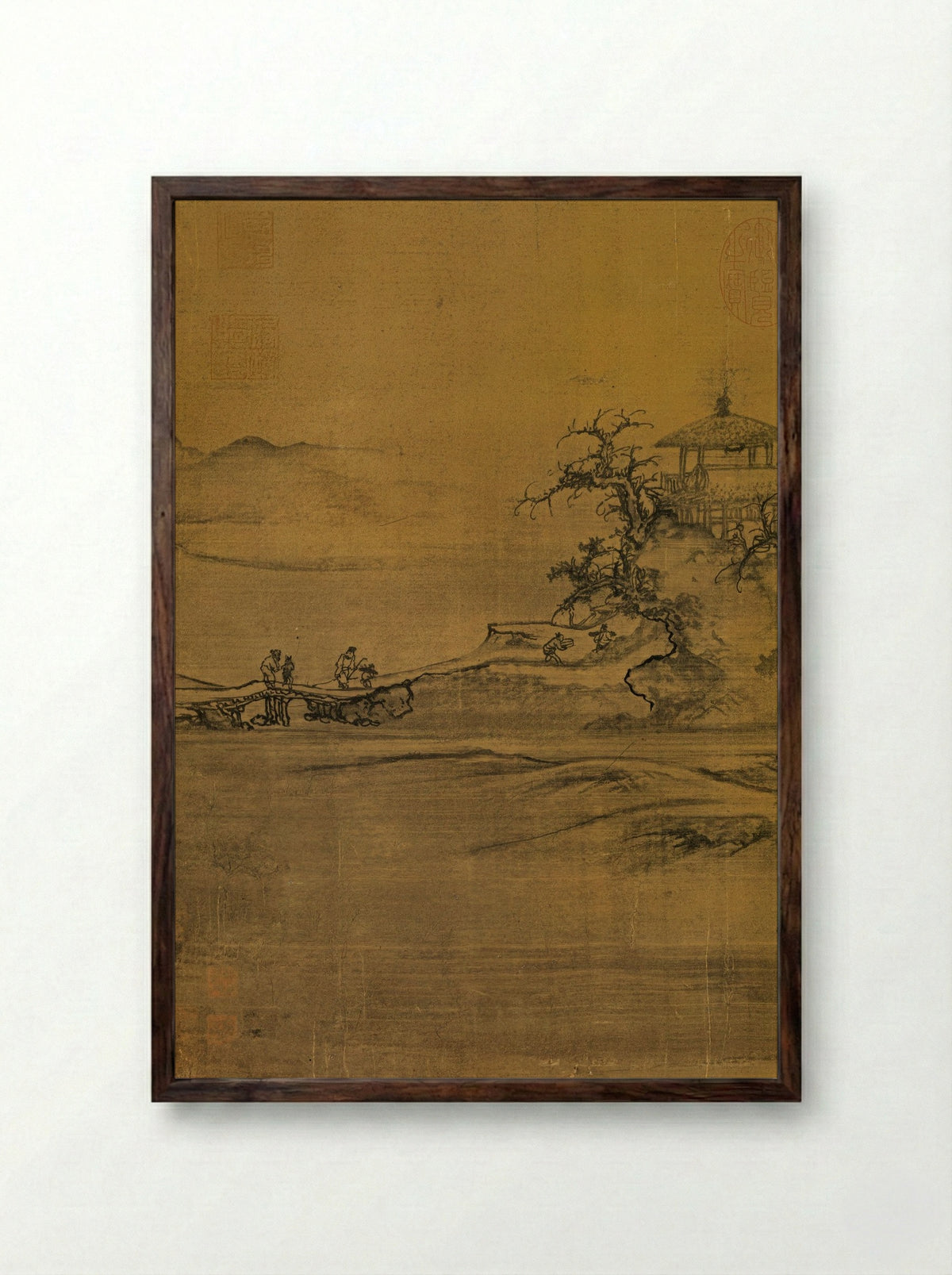 Trees (Attributed to Guo Xi) - Guo Xi - Framed Print Dark Wood