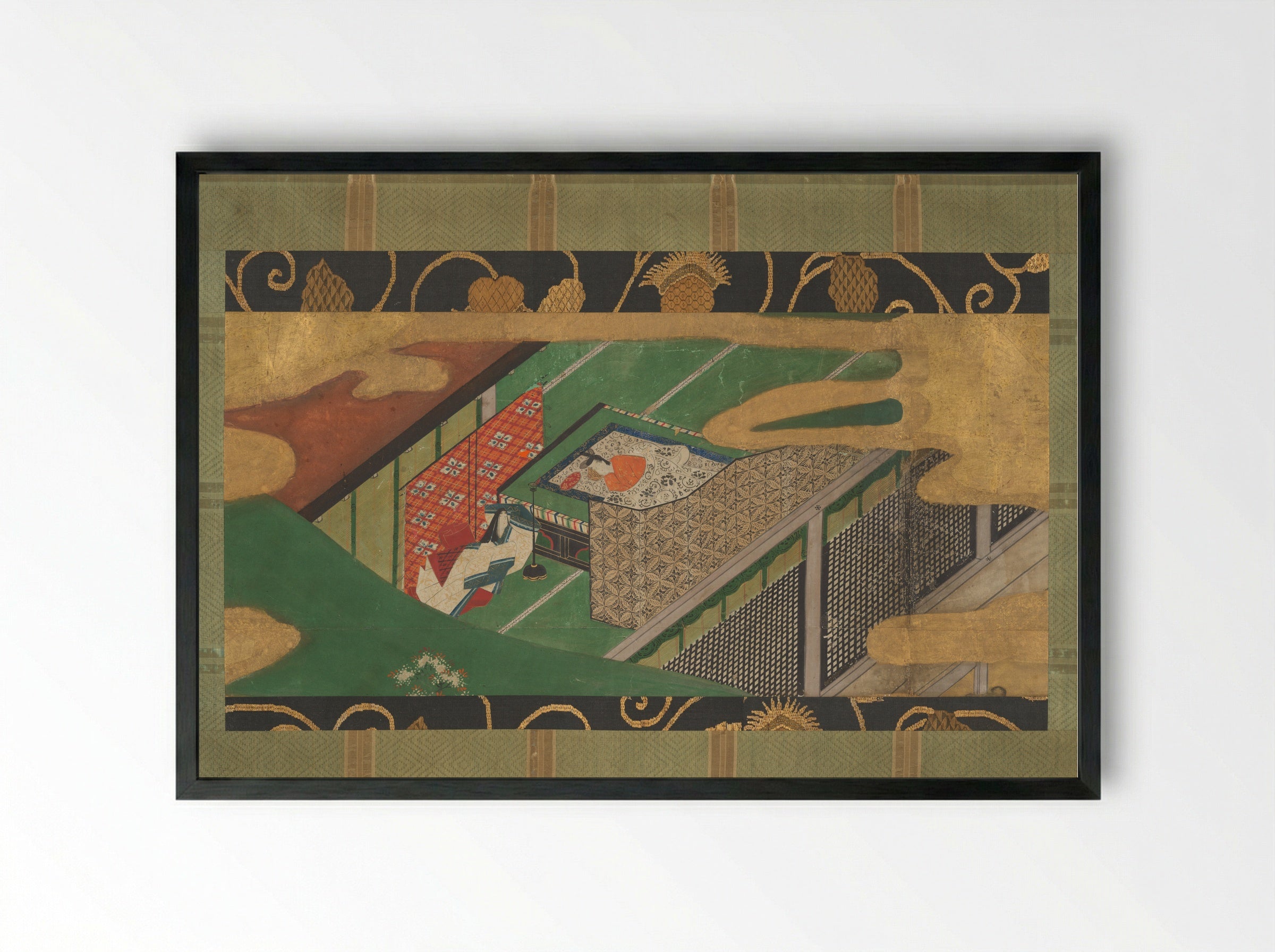 Trees Encoiled in Vines of Ivy (Yadorigi) - Tawaraya Sōtatsu - Framed Print Black